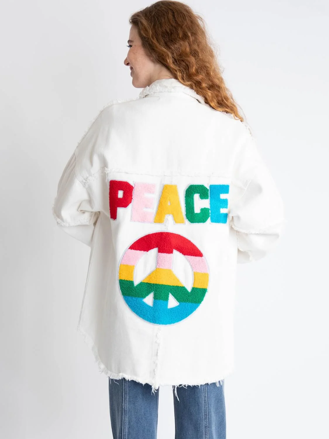 Peace Back Oversized Denim Shacket - Image 9