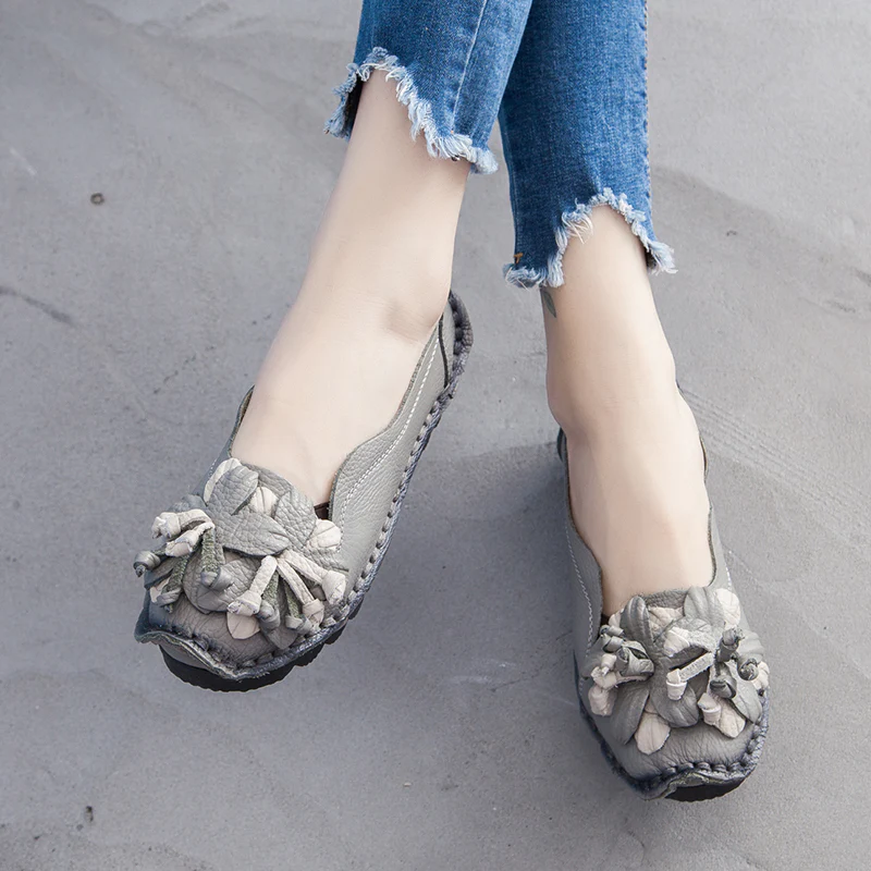 Rumour Has It | Perforated Flower Deco Head Leather Flats - Image 10