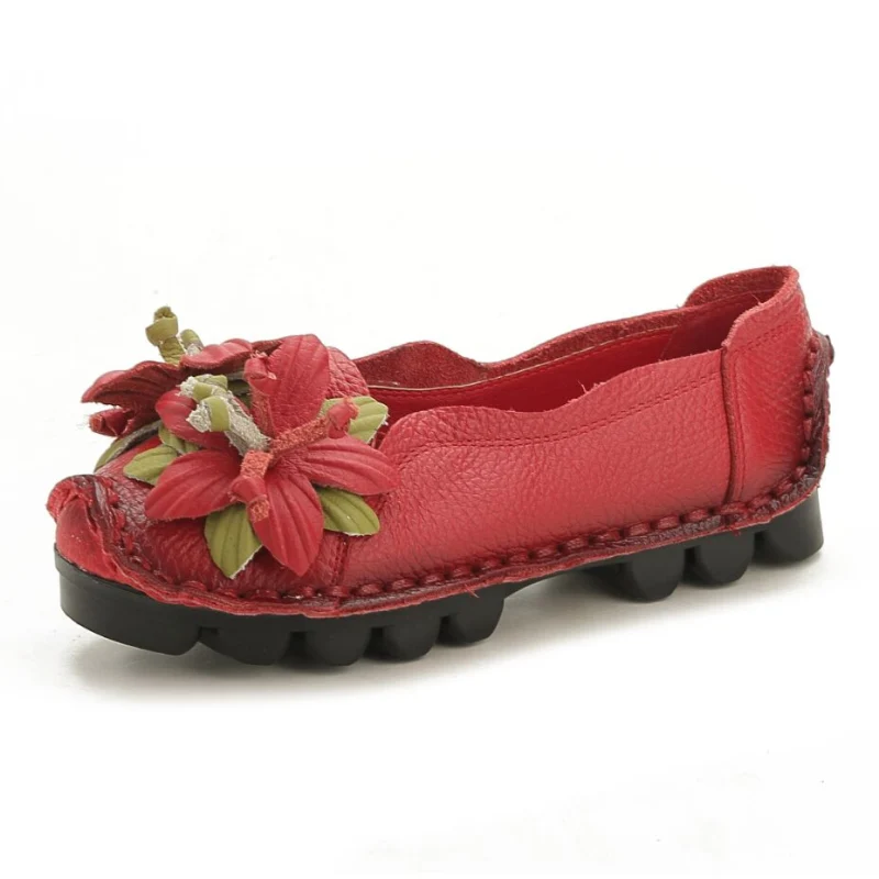 Rumour Has It | Perforated Flower Deco Head Leather Flats - Image 5