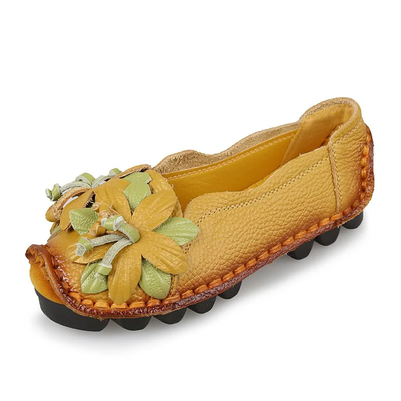 Rumour Has It | Perforated Flower Deco Head Leather Flats - Image 7