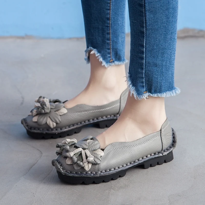 Rumour Has It | Perforated Flower Deco Head Leather Flats - Image 9