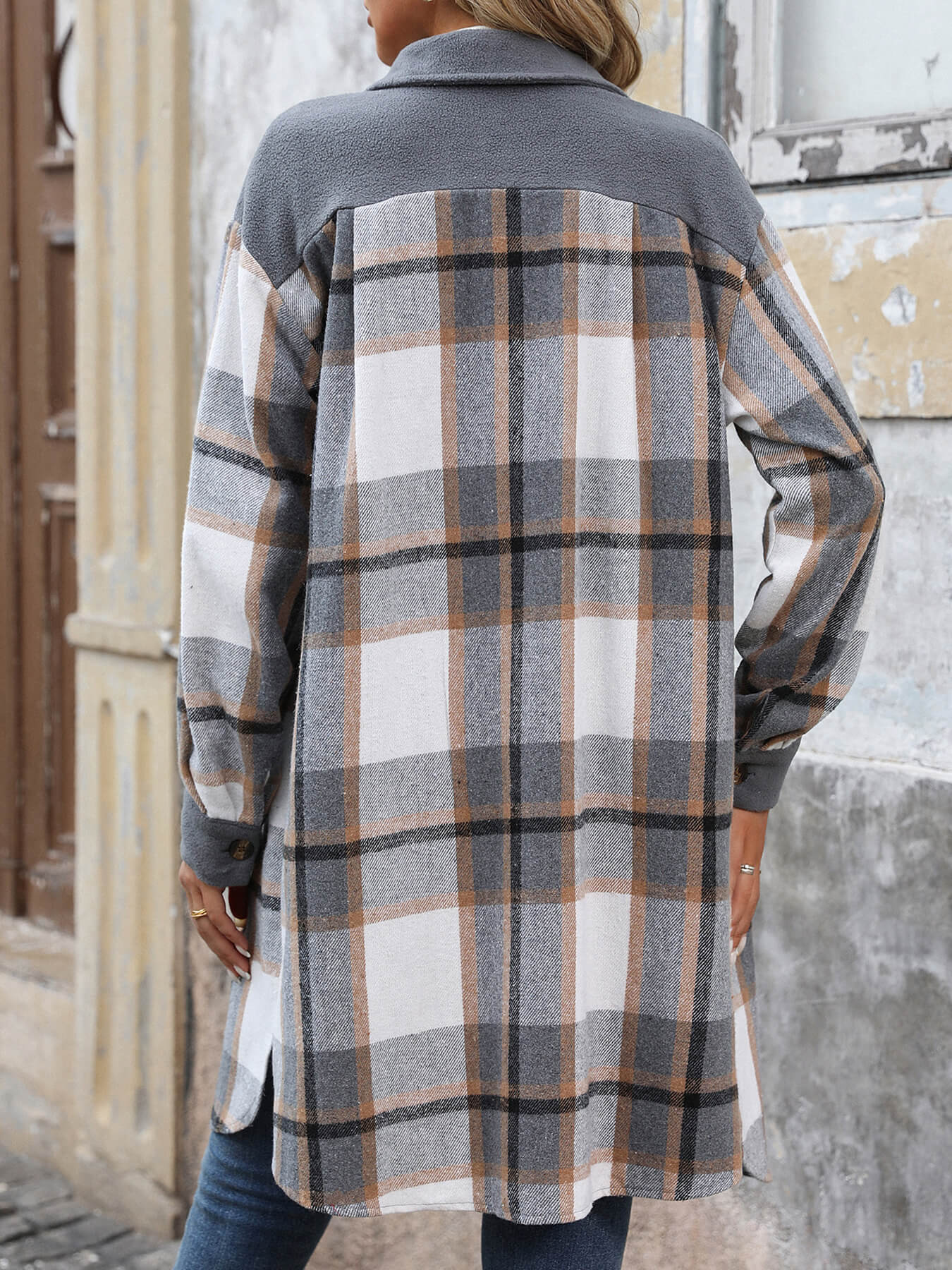 Petaluma Cotton Blend Plaid Coat - Grey - Image 6