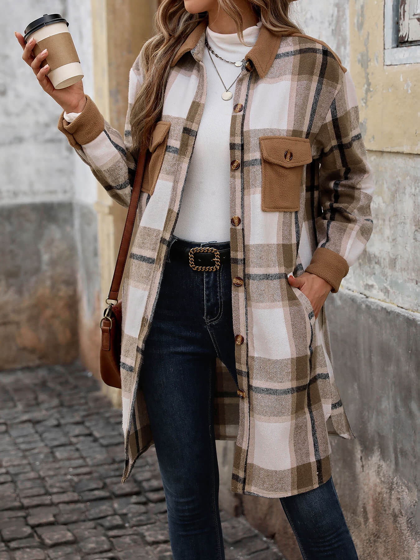 Petaluma Cotton Blend Plaid Coat - Khaki - Image 2