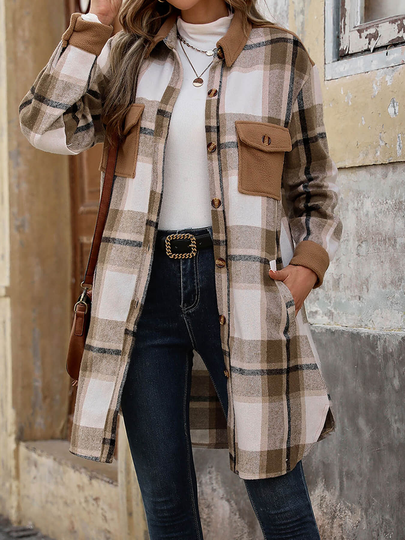 Petaluma Cotton Blend Plaid Coat - Khaki - Image 3
