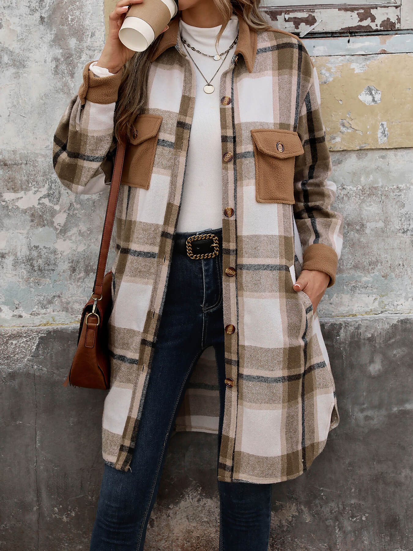 Petaluma Cotton Blend Plaid Coat - Khaki - Image 4