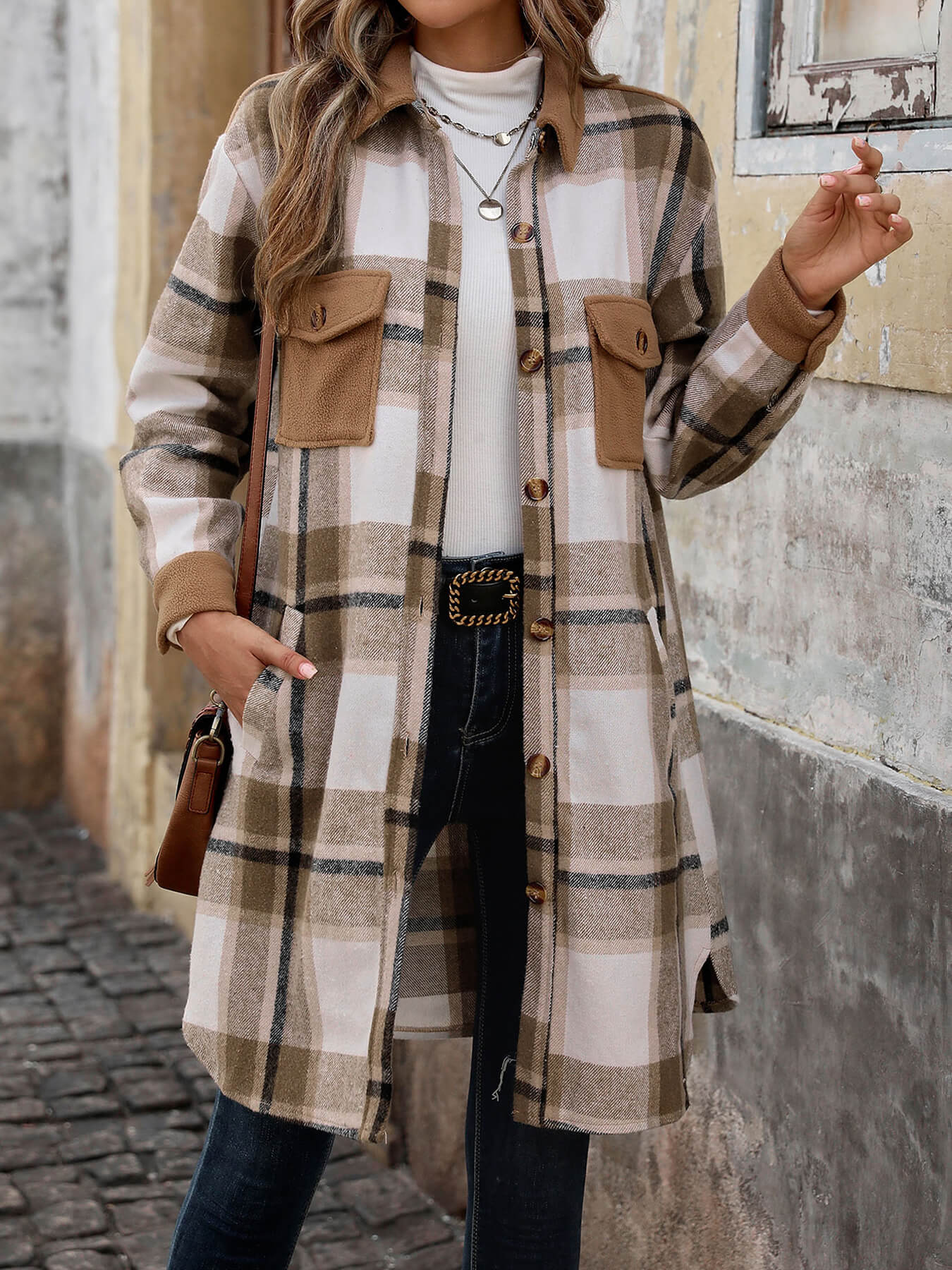 Petaluma Cotton Blend Plaid Coat - Khaki - Image 5