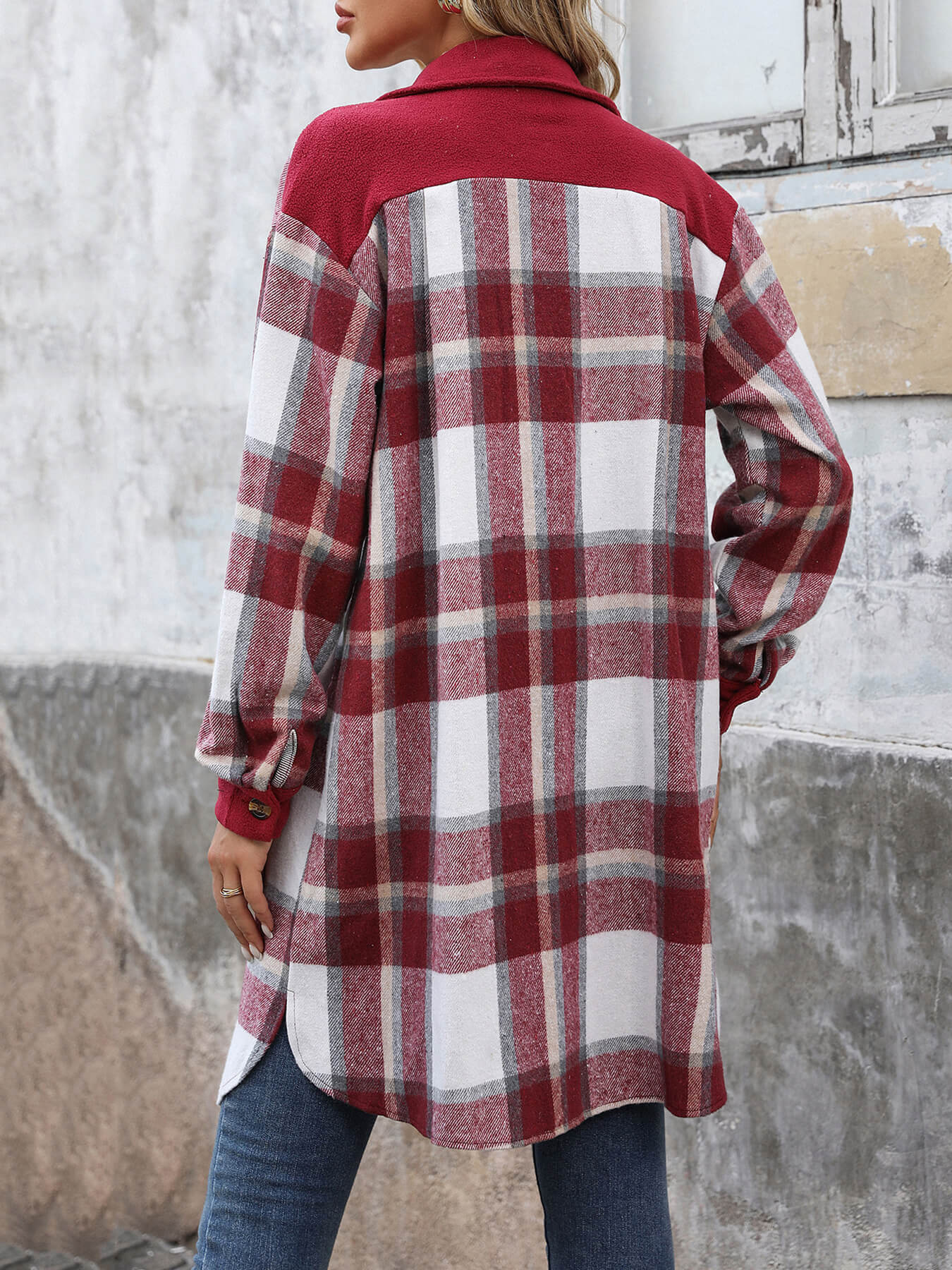Petaluma Cotton Blend Plaid Coat - Red - Image 6