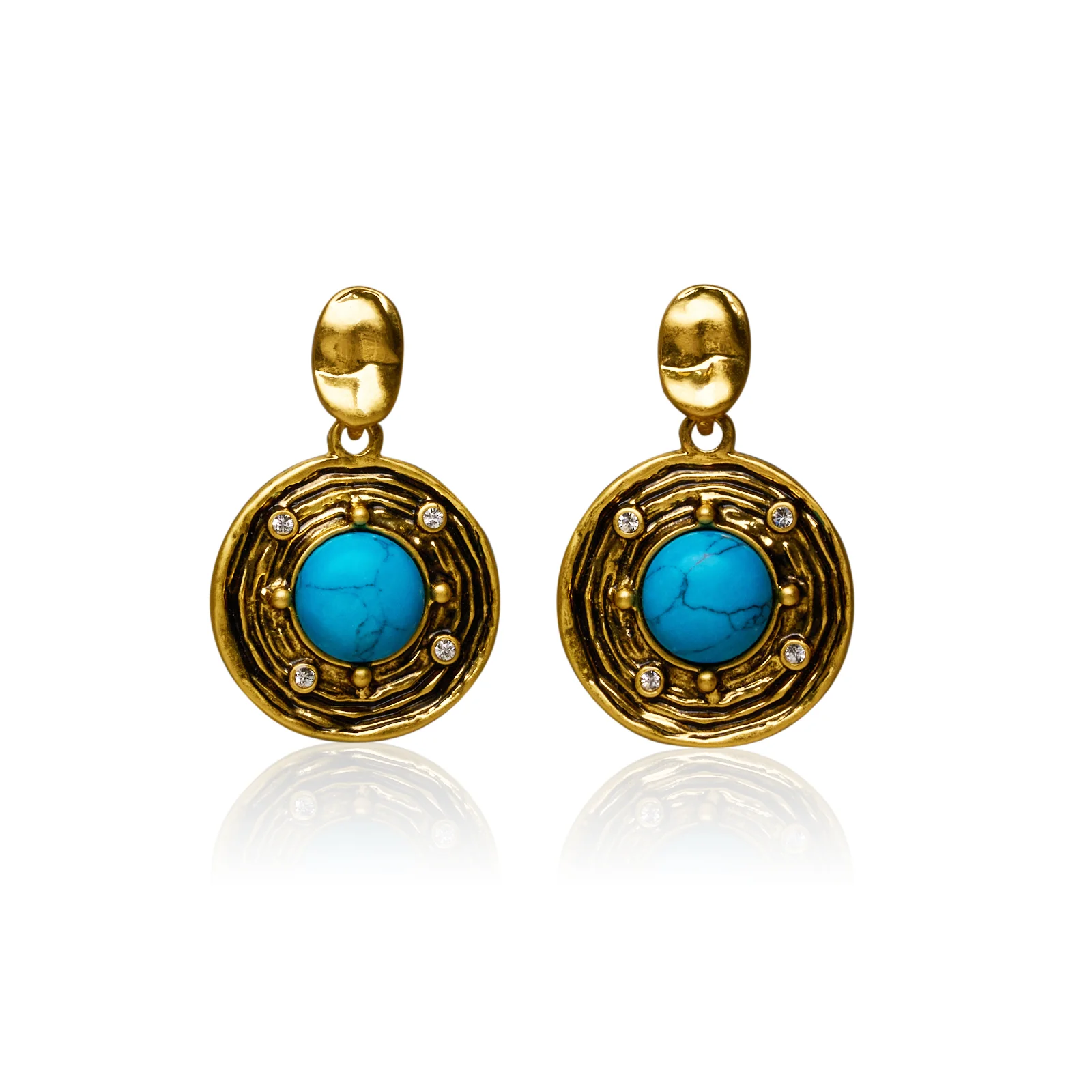 Pierre Turquoise Gold Plated Earrings - Image 8