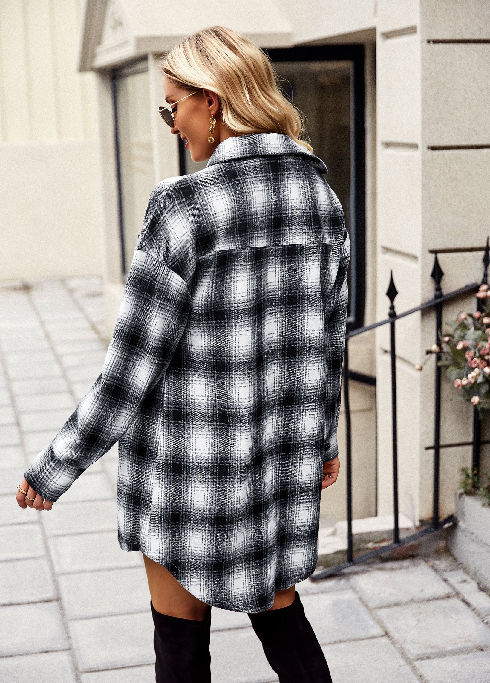 PLAID SHACKET - BLACK - Image 3