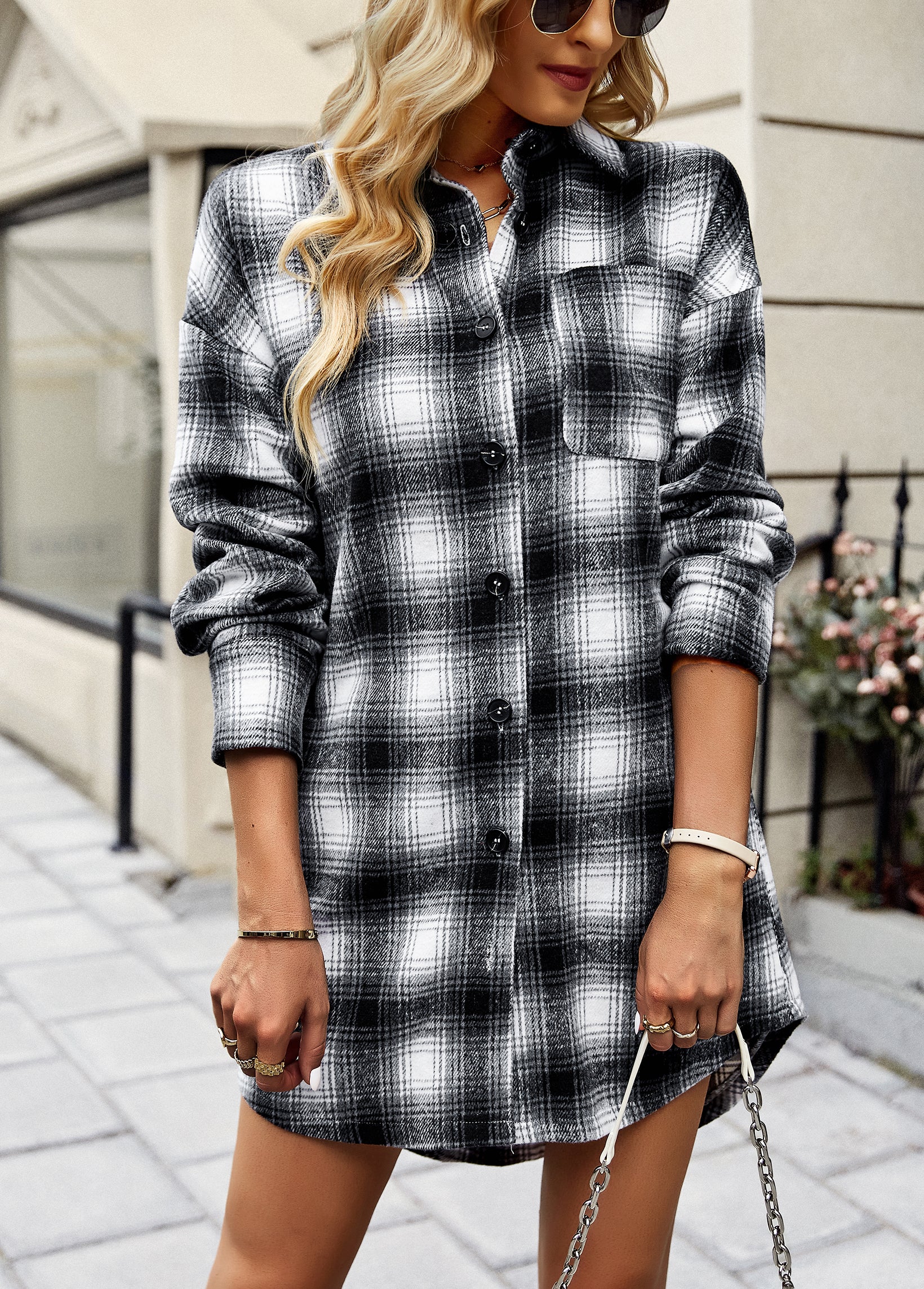 PLAID SHACKET - BLACK - Image 6