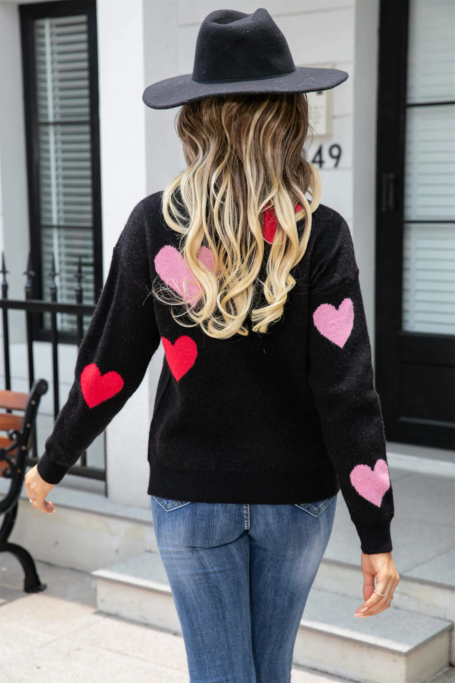 Poker Heart Knit Sweater - Black - Image 5