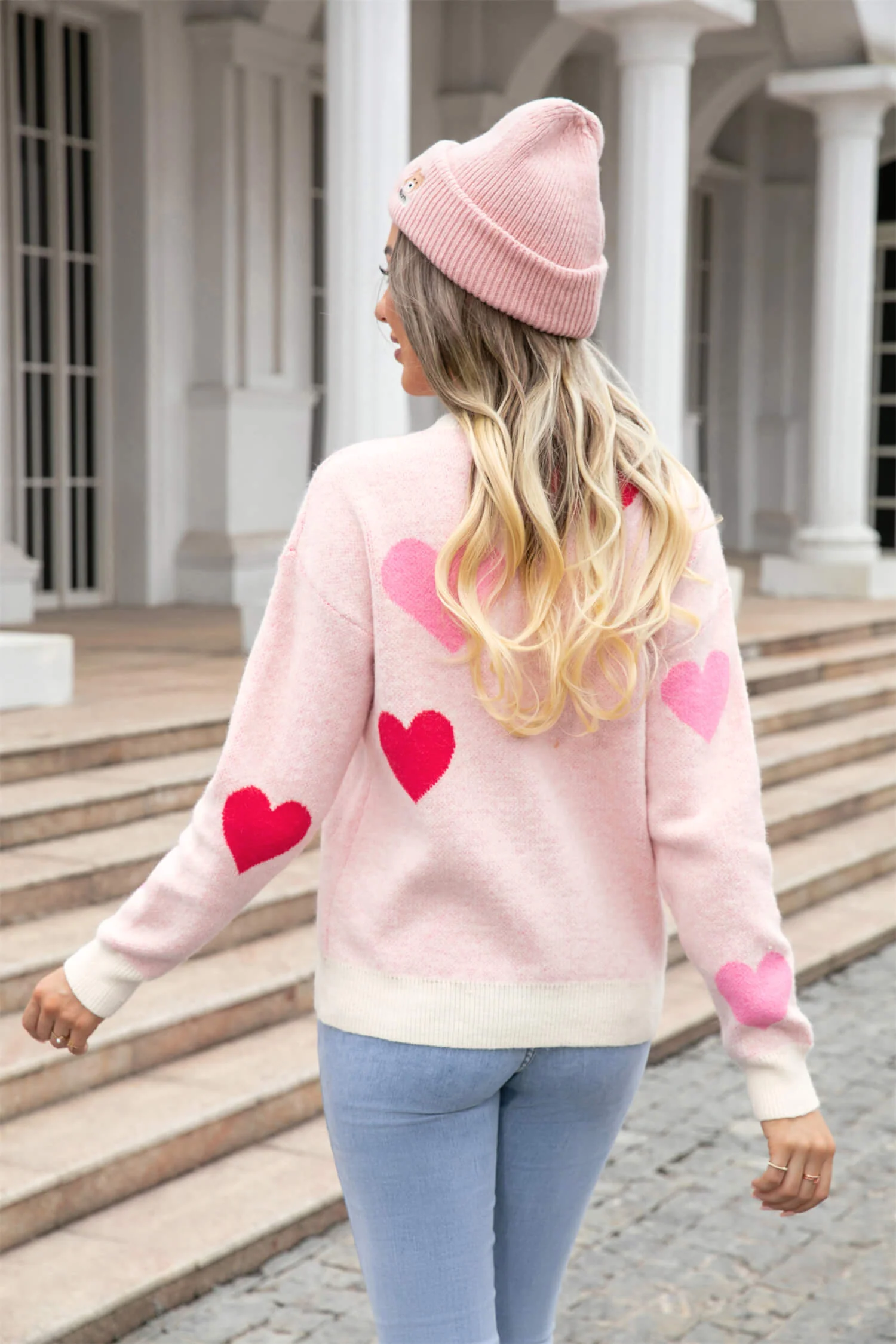Poker Heart Knit Sweater - Pink - Image 5