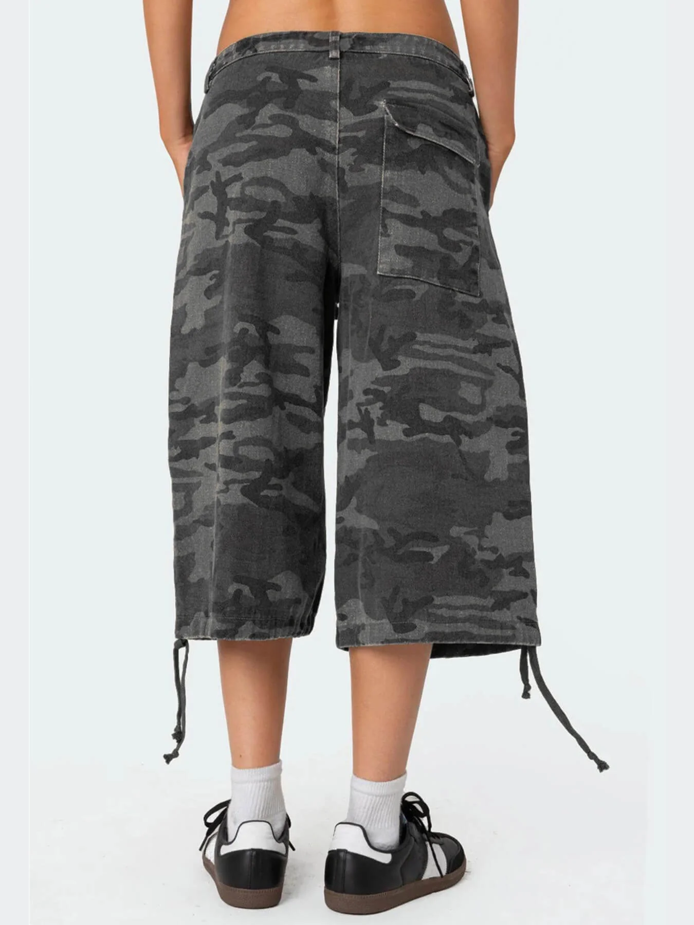 Polished Combat Rigid Camo Cargo Jean Shorts - grey - Image 4