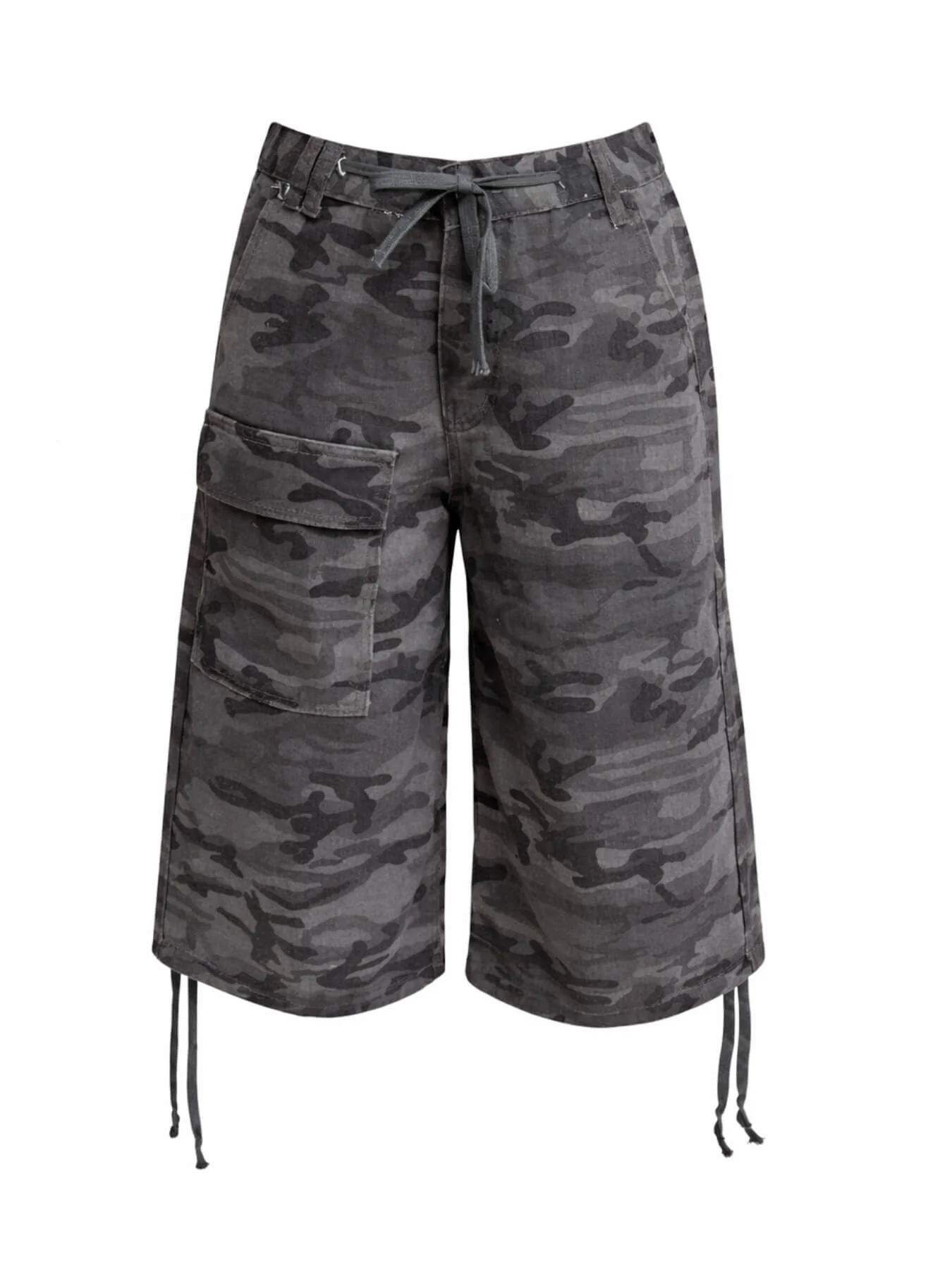 Polished Combat Rigid Camo Cargo Jean Shorts - grey - Image 5