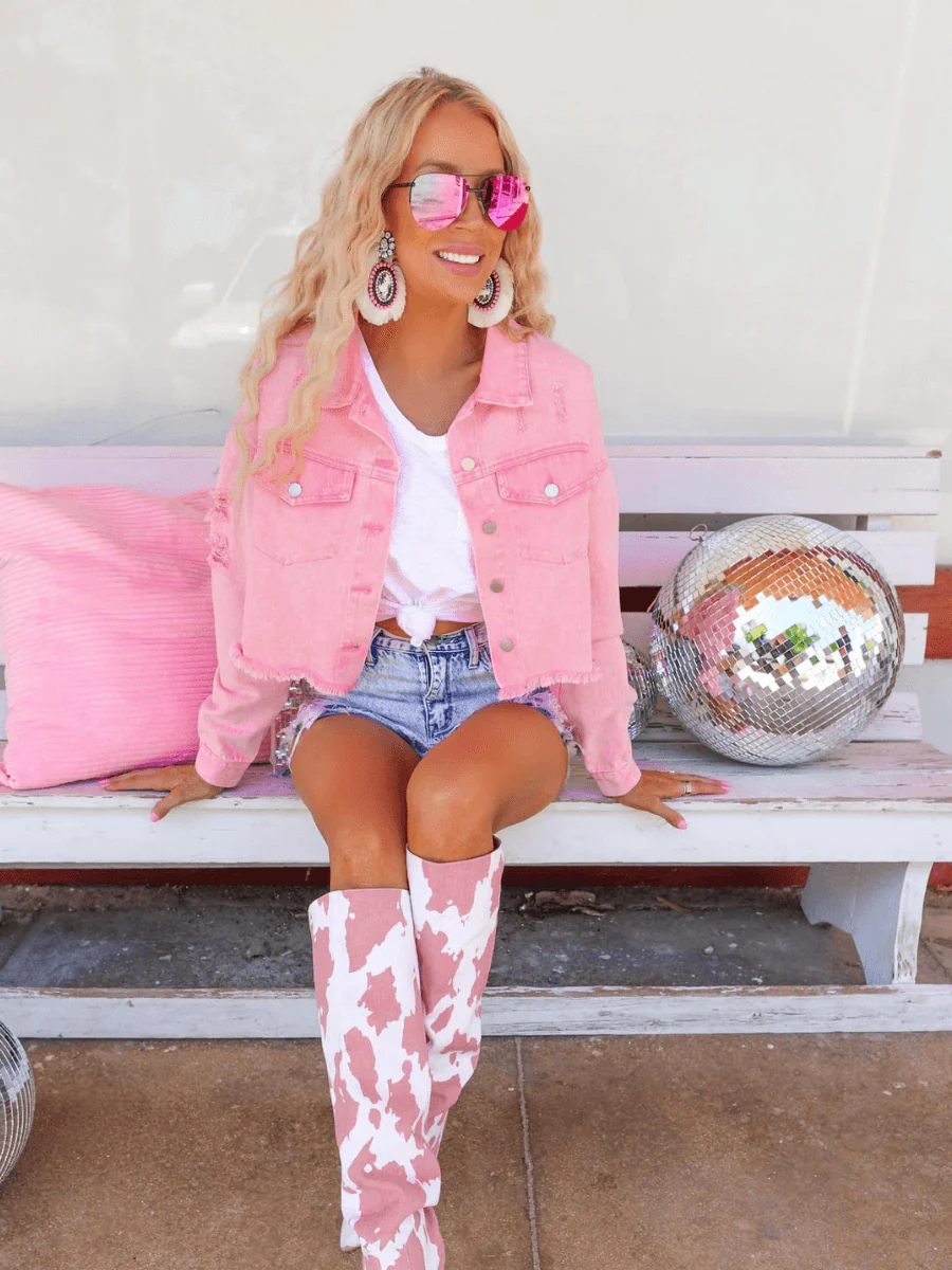 PRINCESS OF STAR FRINGE DENIM JACKET - Image 4