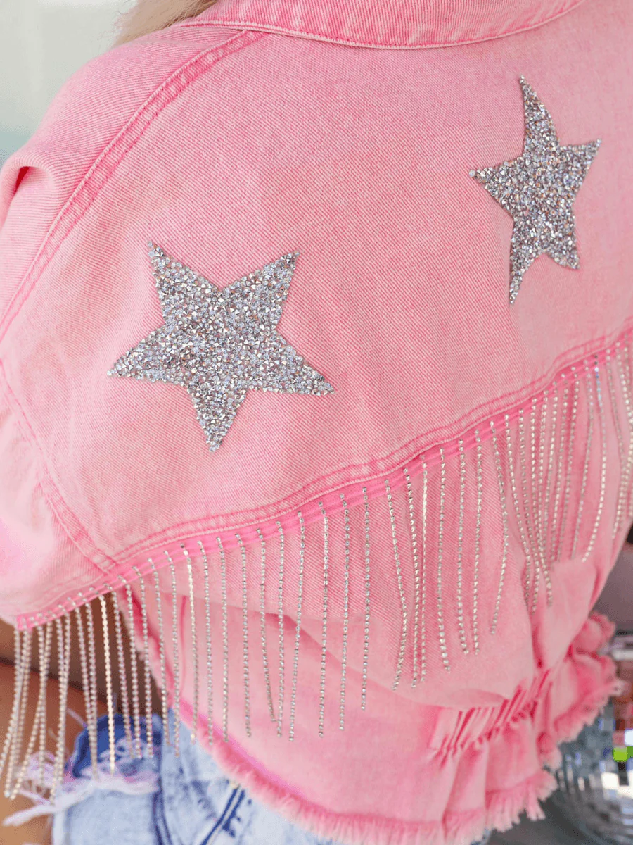 PRINCESS OF STAR FRINGE DENIM JACKET - Image 5