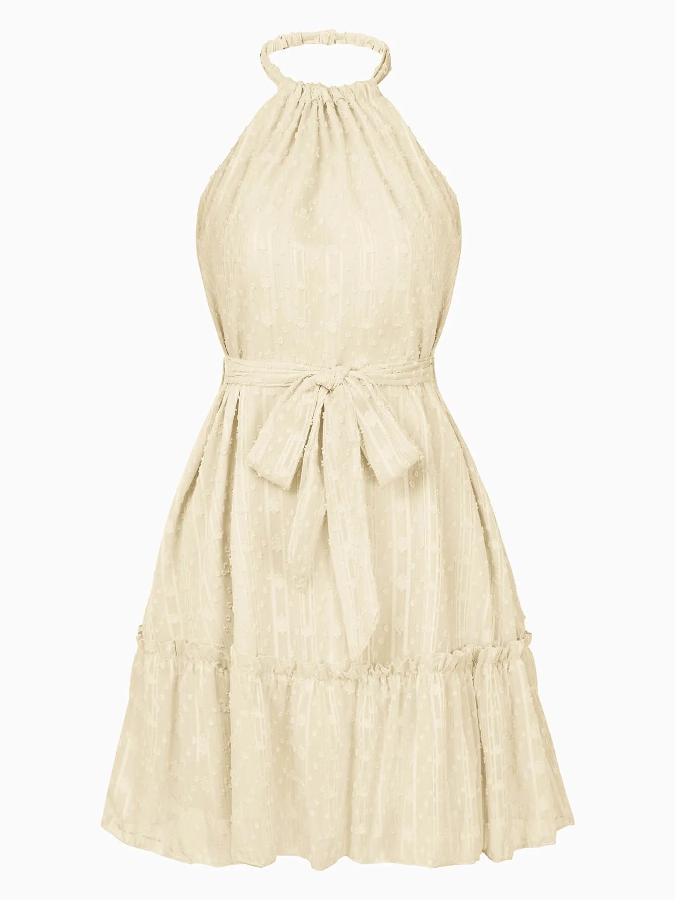 Priscilla Halter Babydoll Mini Dress - Apricot - Image 7