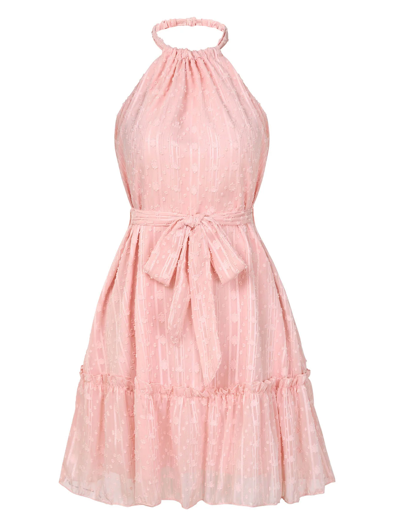 Priscilla Halter Babydoll Mini Dress - Pink - Image 7