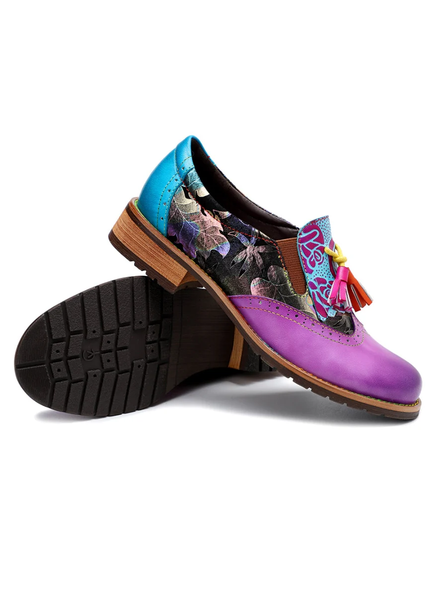 SOFFIA | Purple Tassel Detailed Brogues Oxford - Image 4