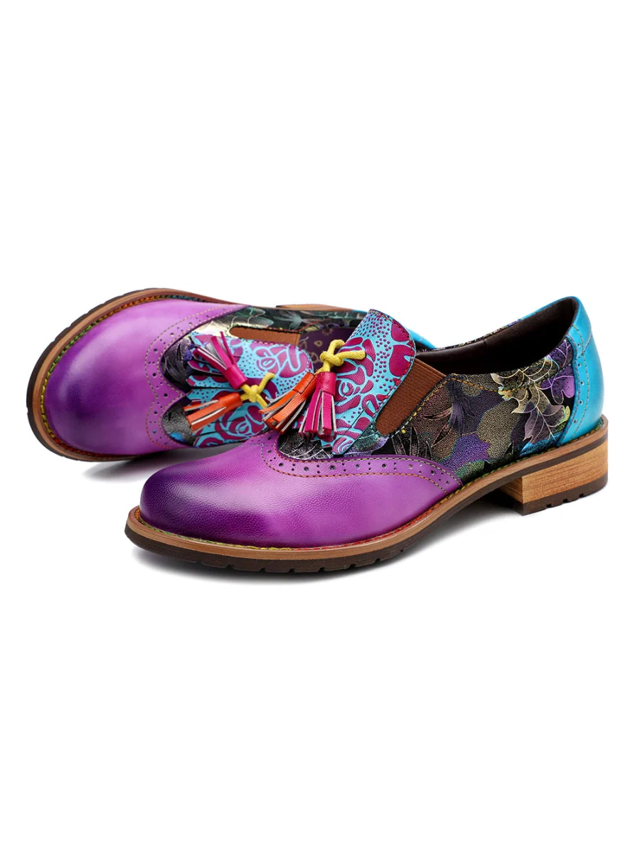 SOFFIA | Purple Tassel Detailed Brogues Oxford - Image 5