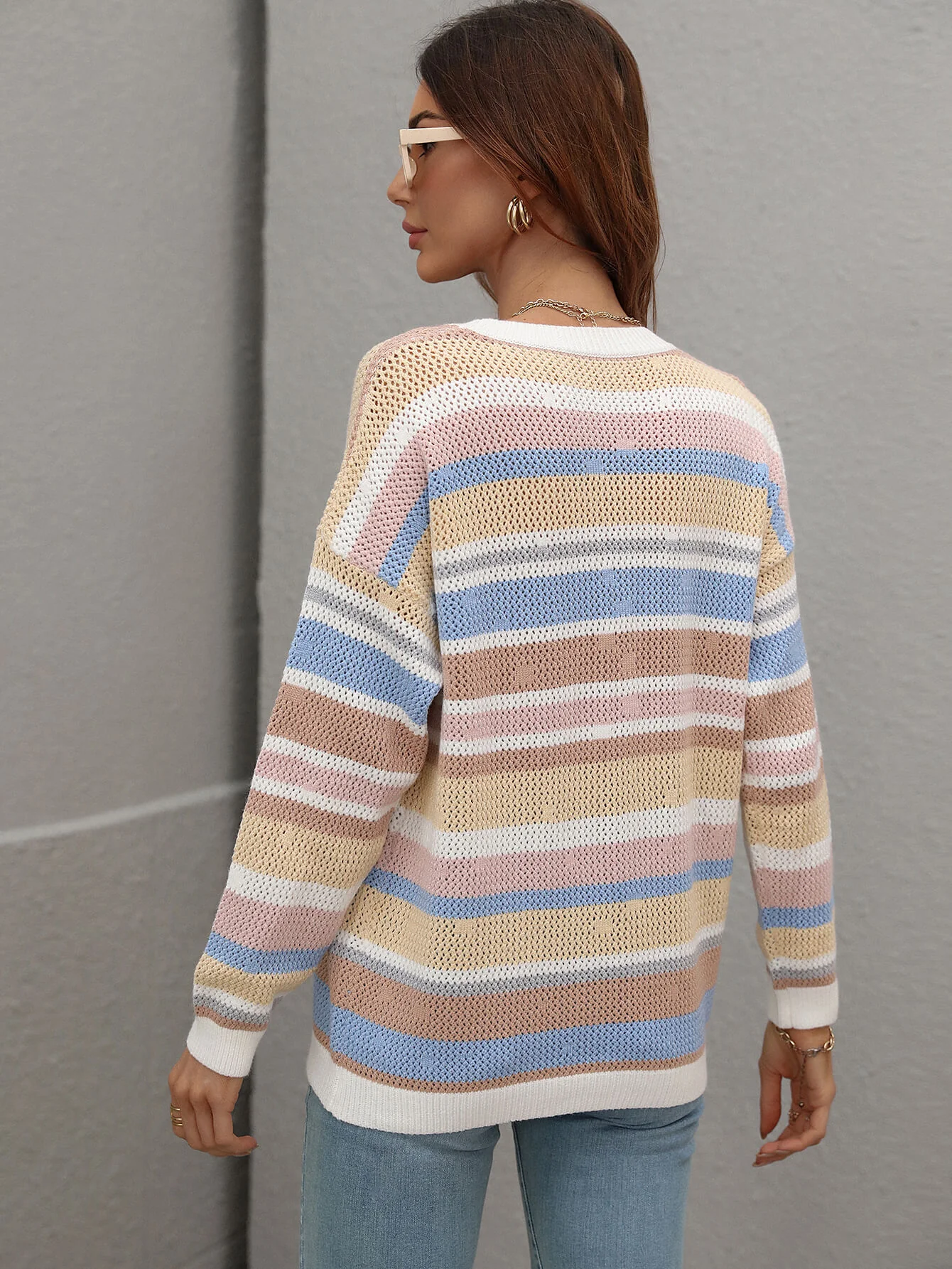QUELLISE KNIT TOP - PINK STRIPE PRINT - Image 3