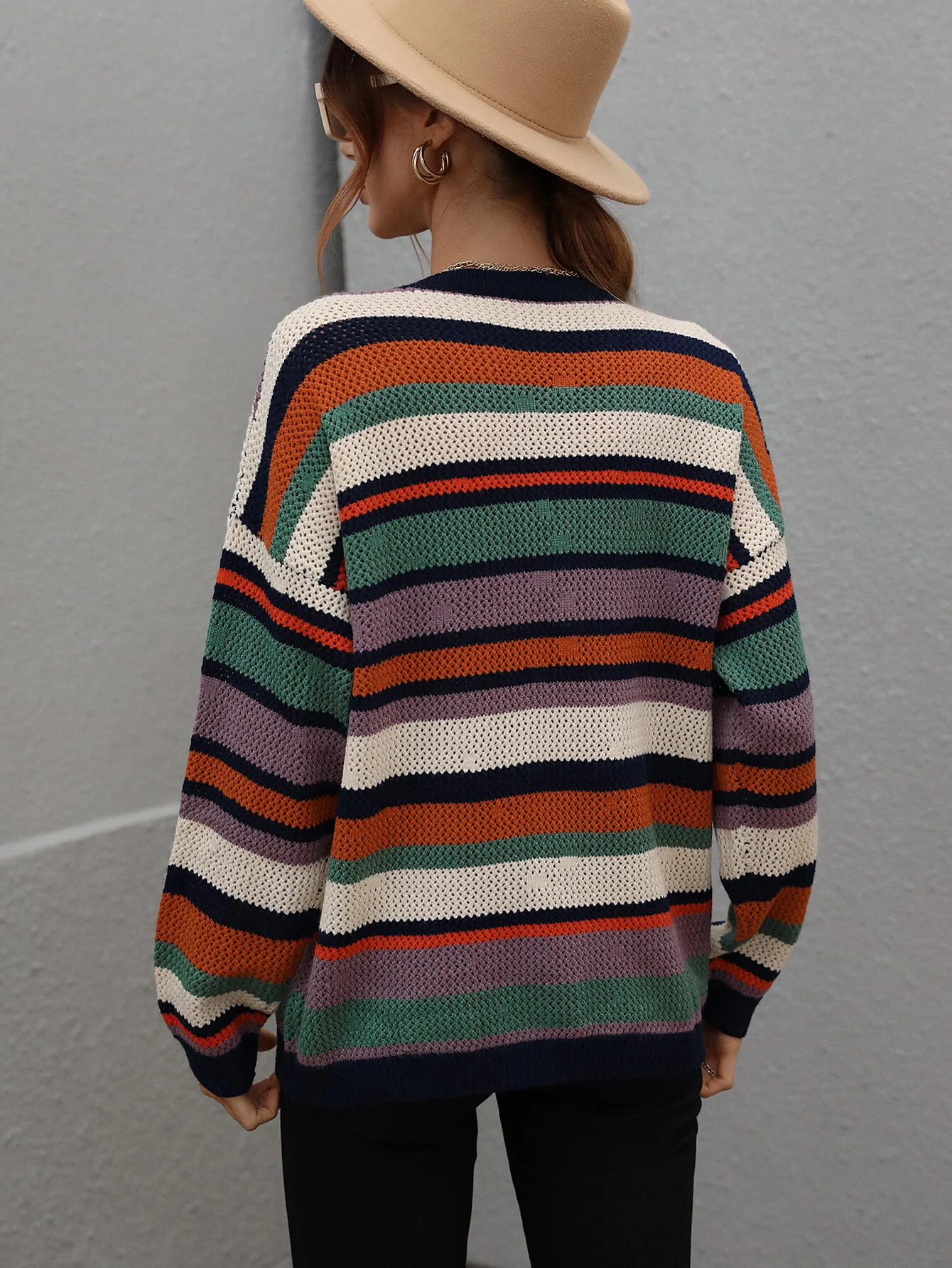QUELLISE KNIT TOP - PURPLE STRIPE PRINT - Image 3