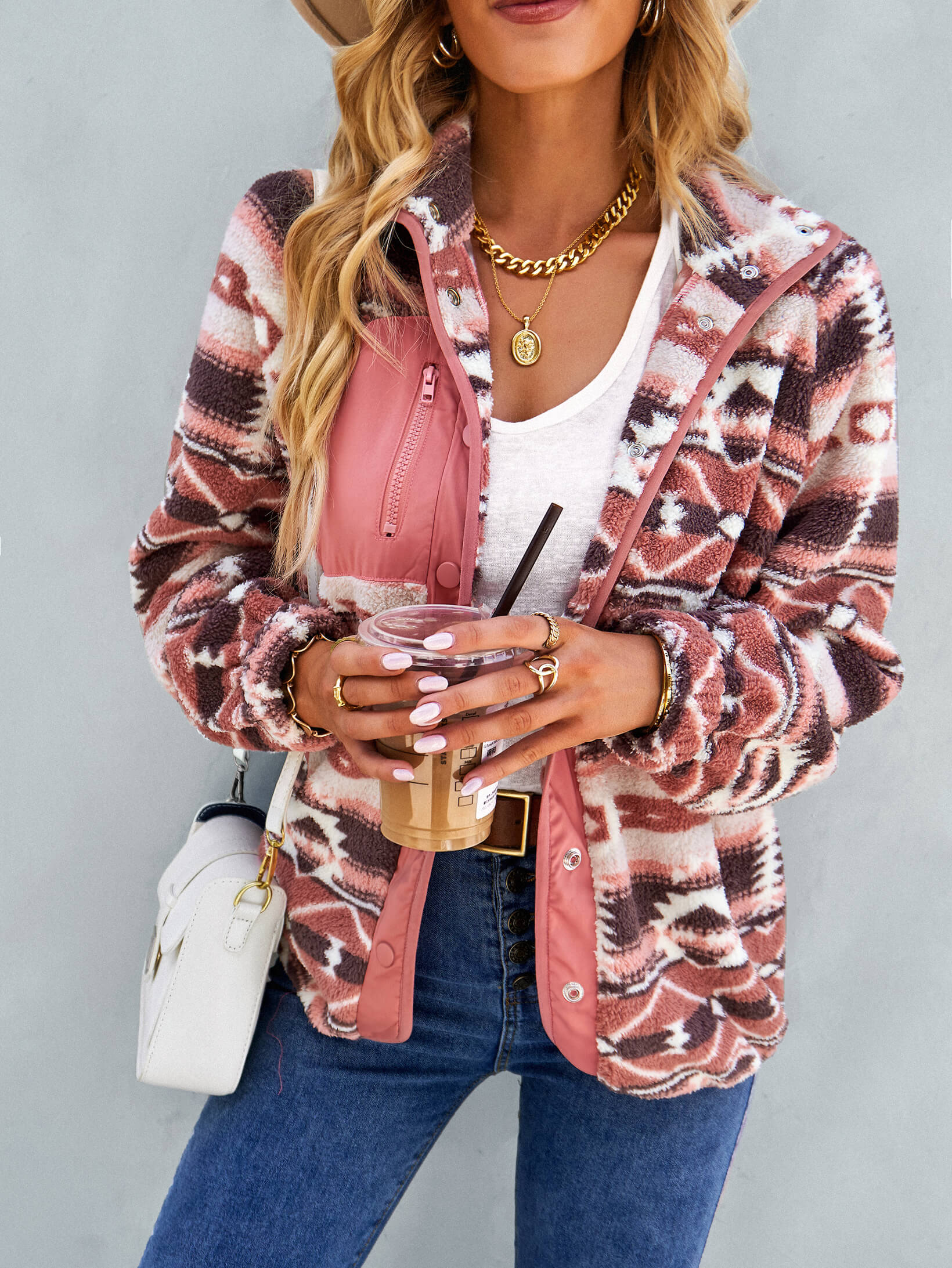 QUIRINIUS FLEECE JACKET - PINK - Image 2