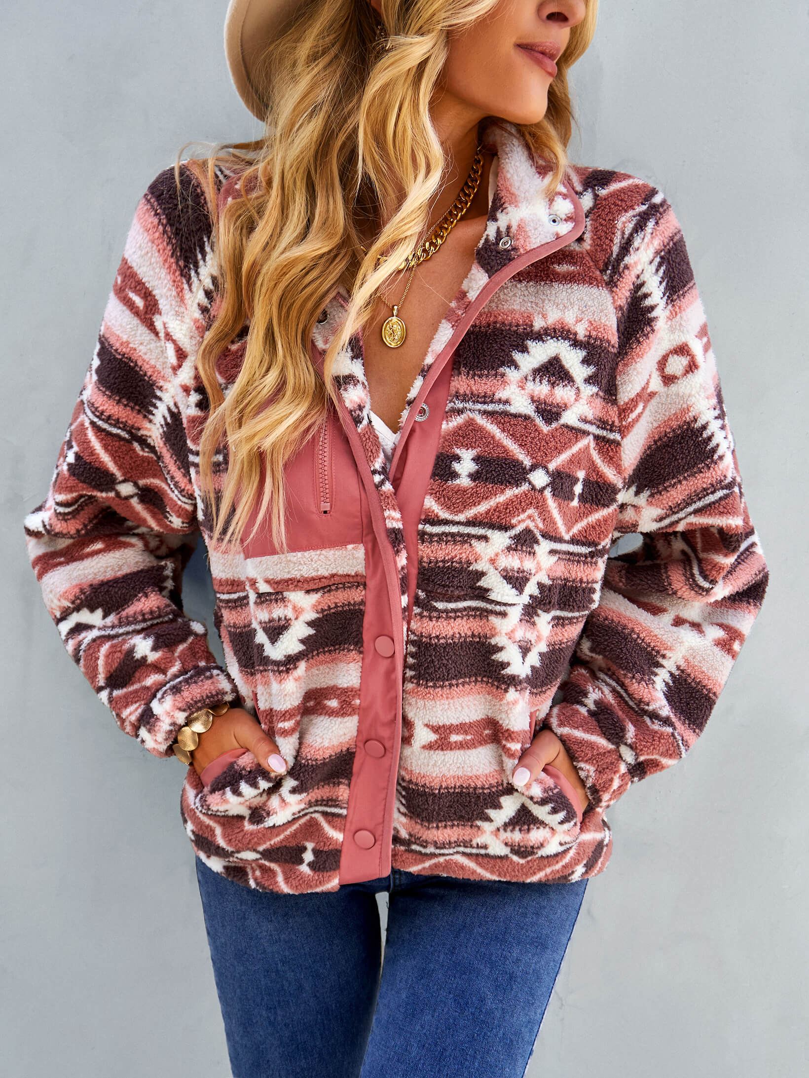 QUIRINIUS FLEECE JACKET - PINK - Image 4