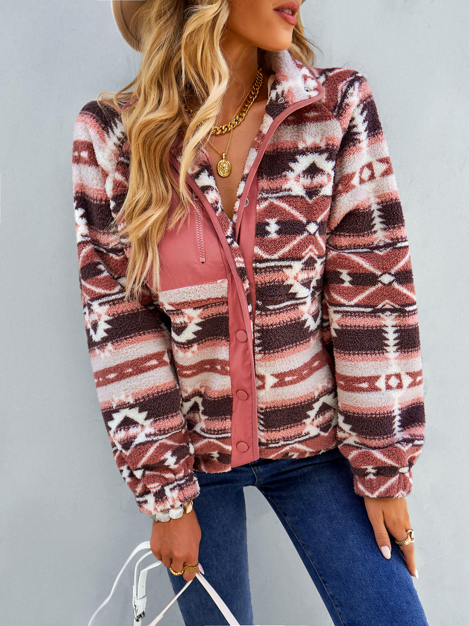 QUIRINIUS FLEECE JACKET - PINK - Image 6