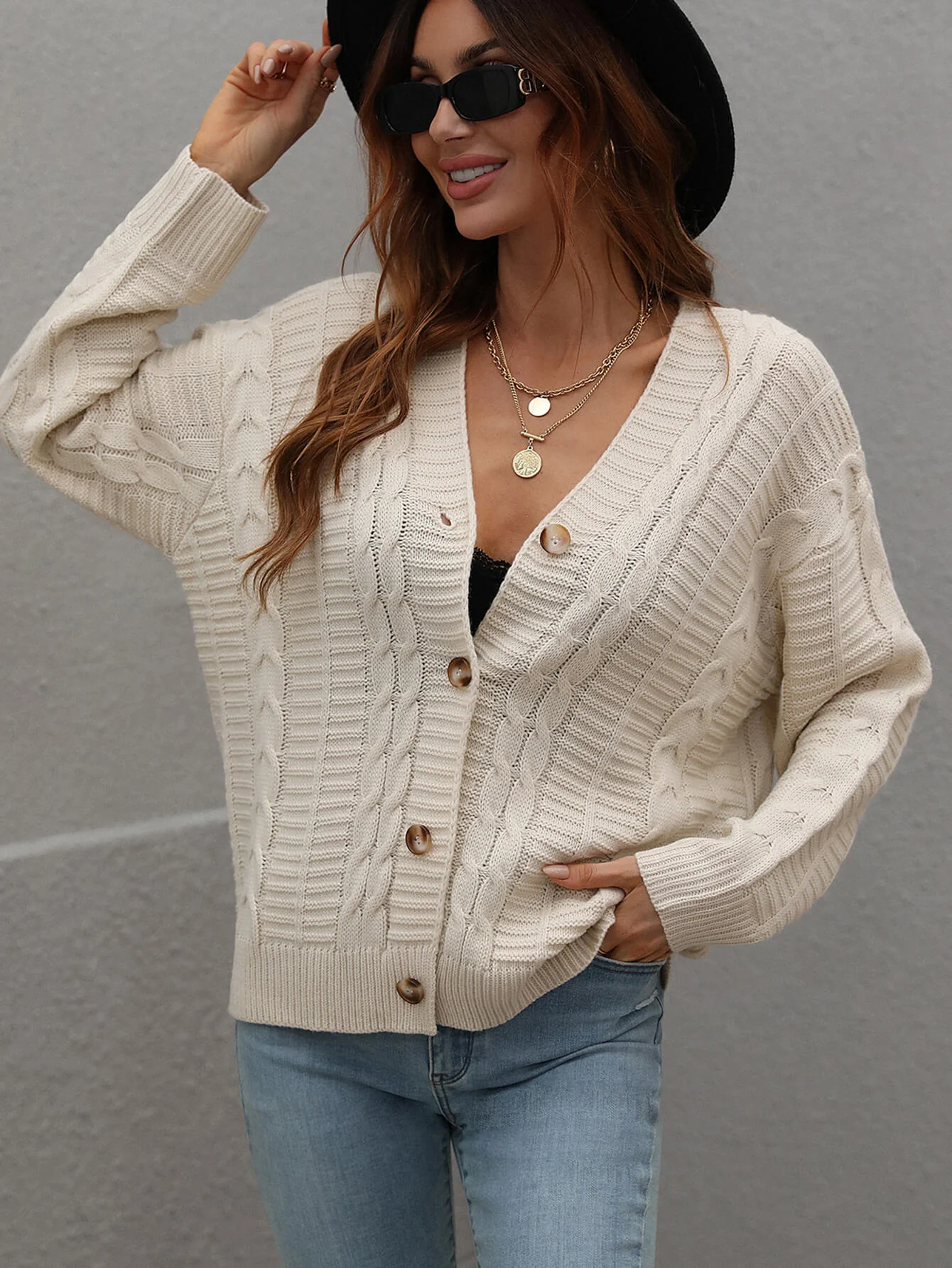 RACHAEL KNIT CARDIGAN - CREAM - Image 5