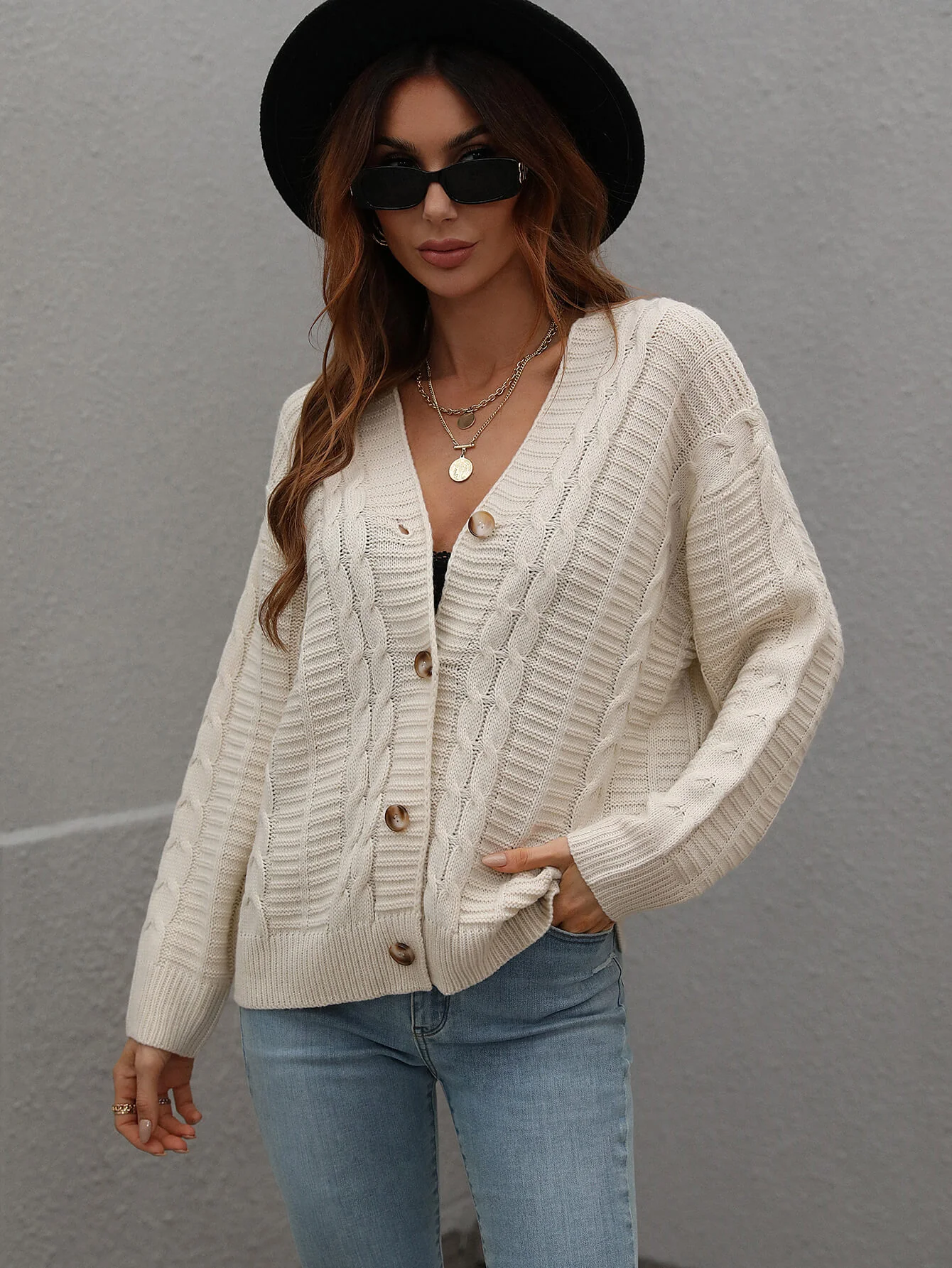 RACHAEL KNIT CARDIGAN - CREAM - Image 6
