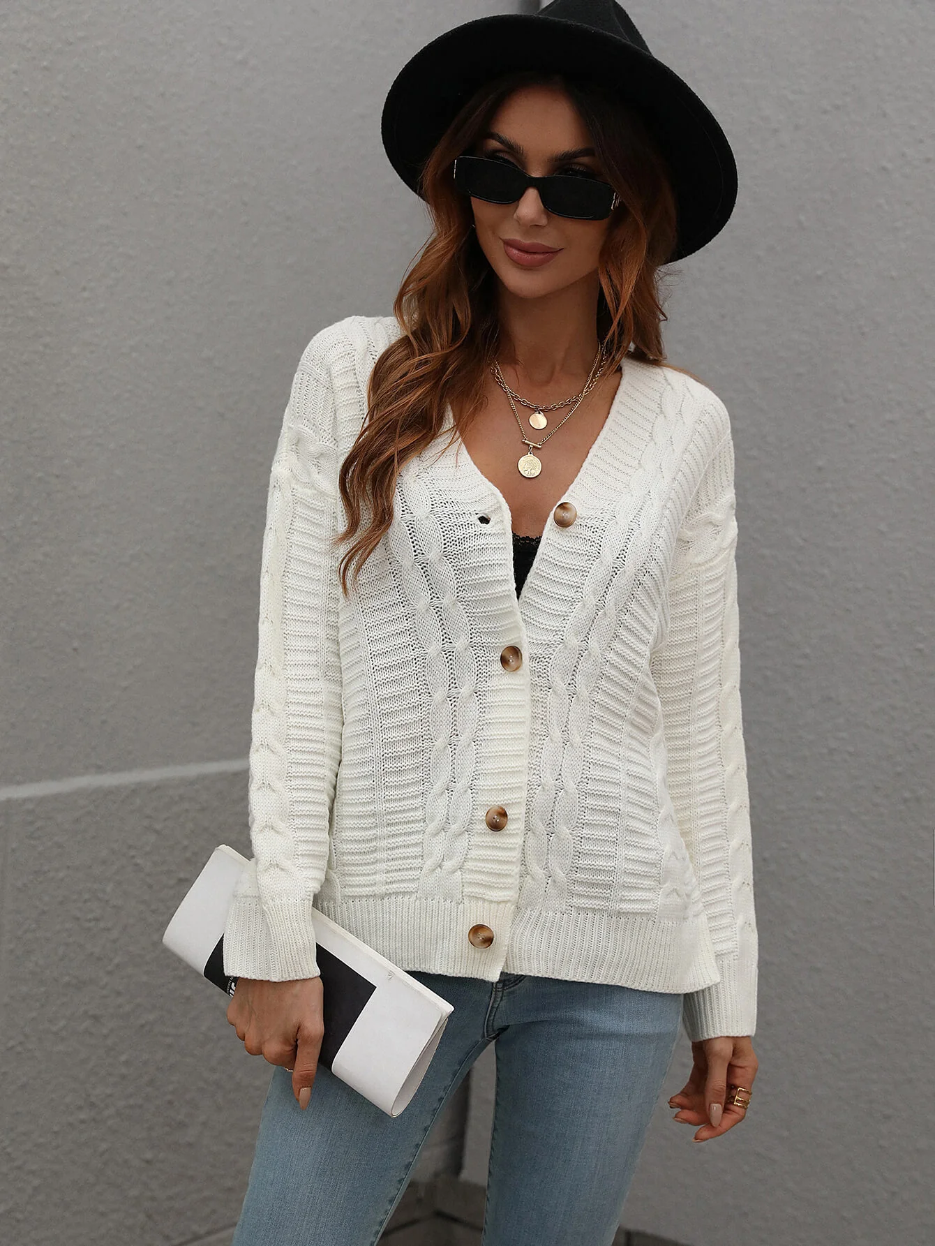 RACHAEL KNIT CARDIGAN - WHITE - Image 6