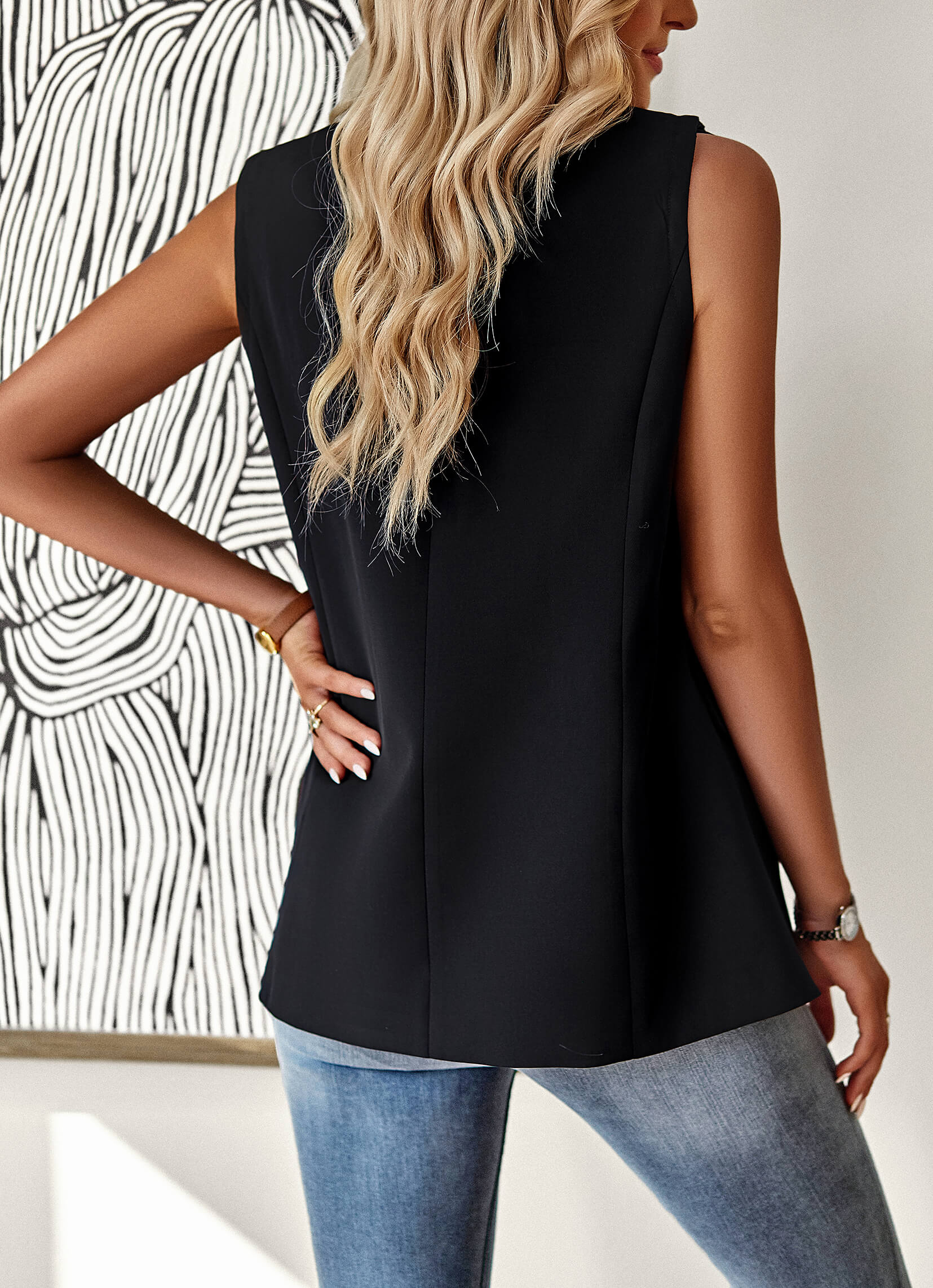 Radford Blazer Vest - Black - Image 5