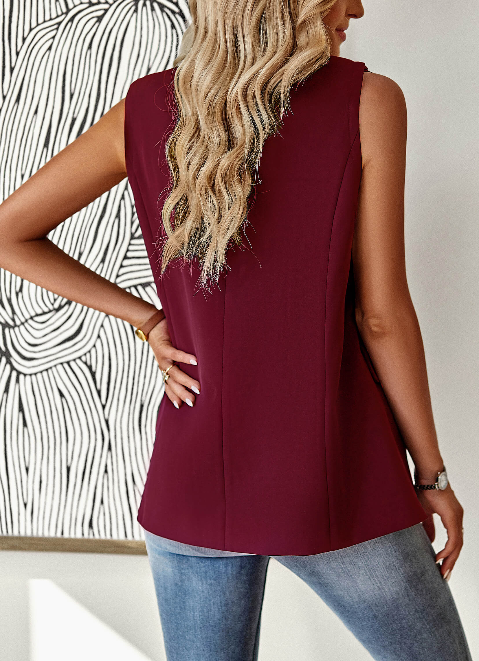 Radford Blazer Vest - Burgundy - Image 5