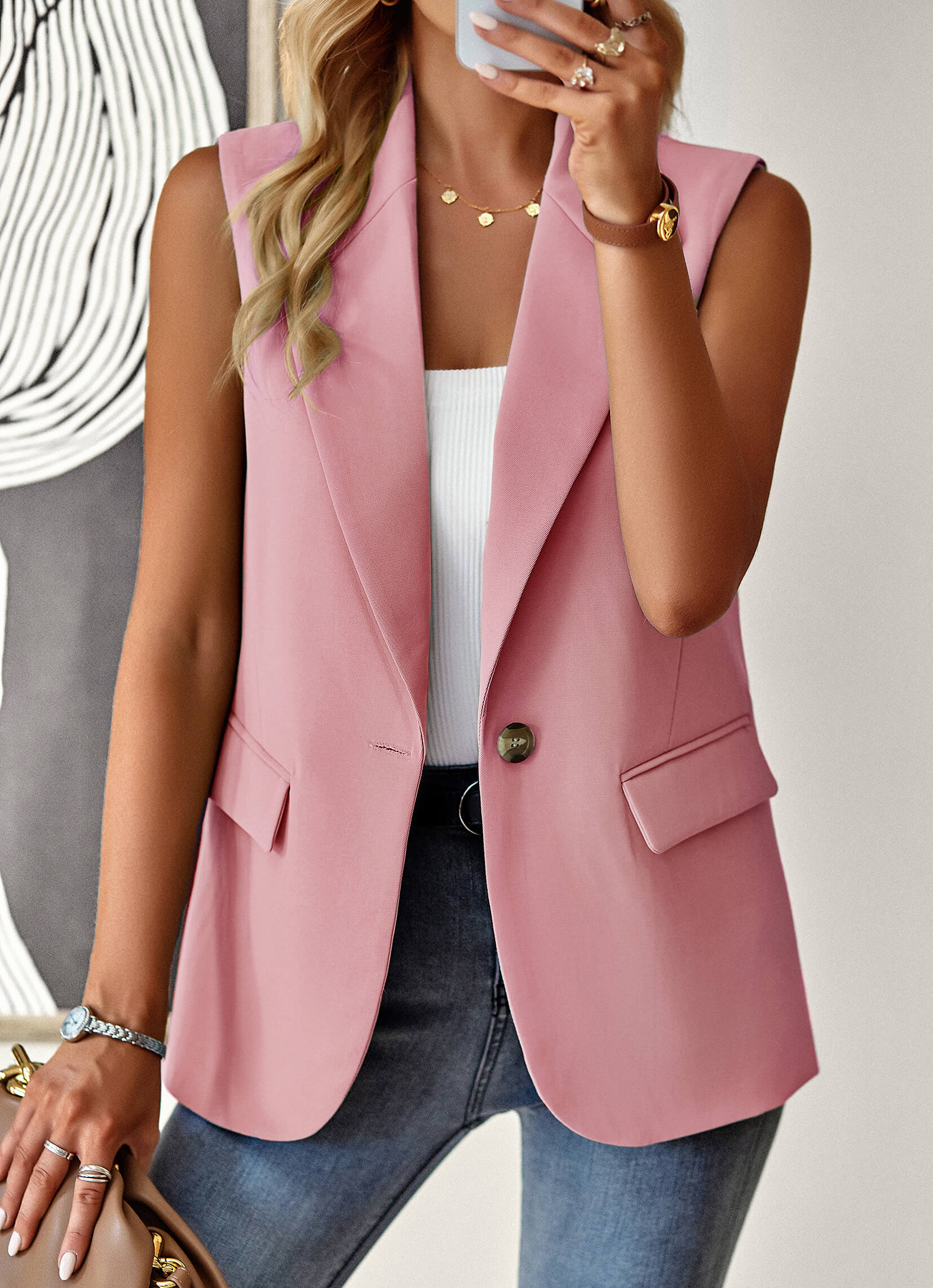 Radford Blazer Vest - Pink - Image 4