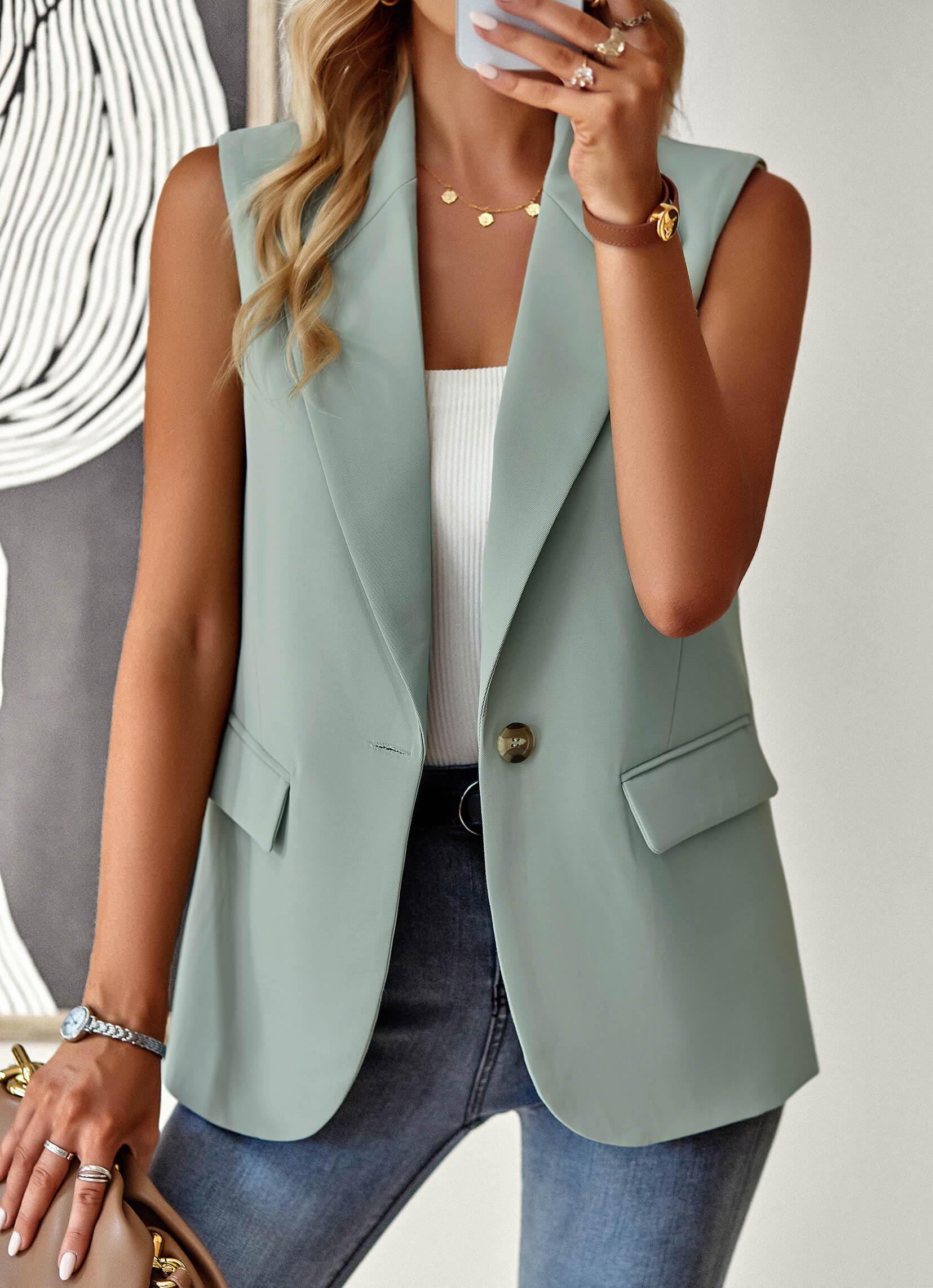 Radford Blazer Vest - Sage - Image 4