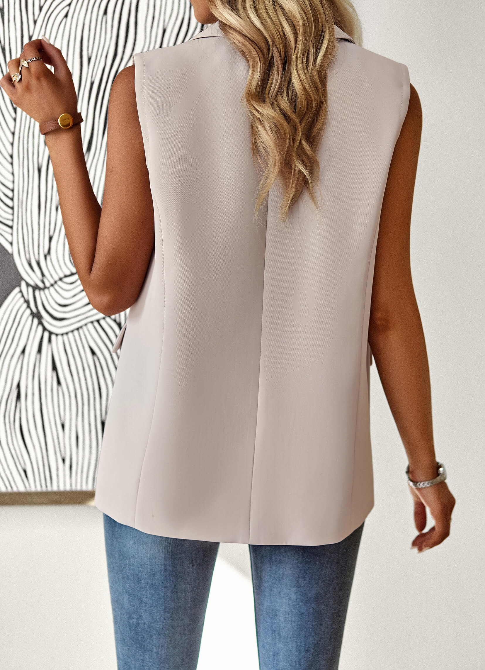 Radford Blazer Vest - Taupe - Image 5