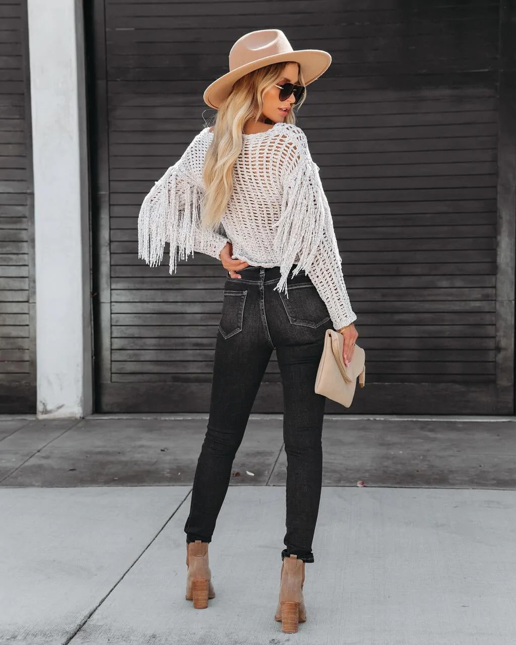 Ramy Crochet Fringe Sleeves Cover Up Top - Grey - Image 7