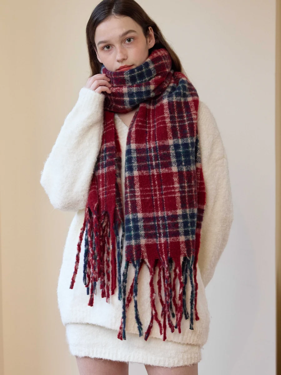 Reema Plaid Tassel Blanket Scarf - Image 2