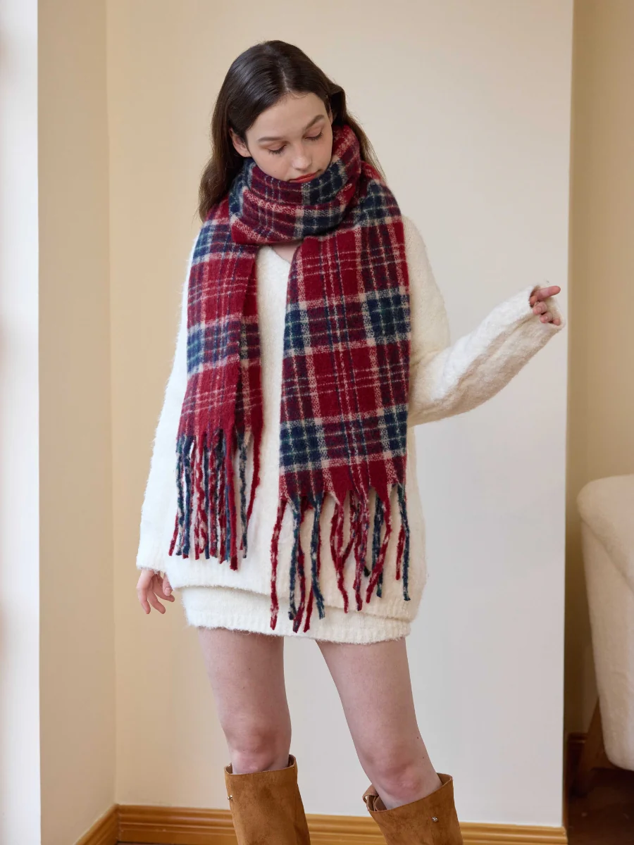 Reema Plaid Tassel Blanket Scarf - Image 3