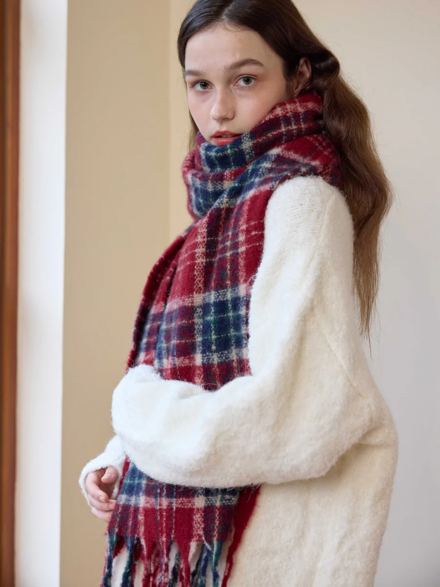 Reema Plaid Tassel Blanket Scarf - Image 5