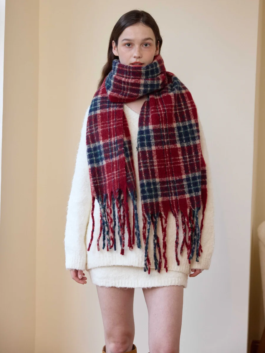 Reema Plaid Tassel Blanket Scarf - Image 6