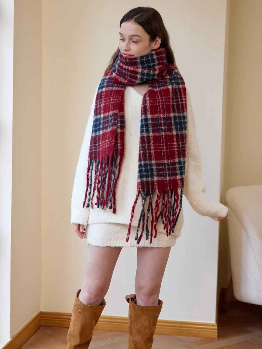 Reema Plaid Tassel Blanket Scarf - Image 7