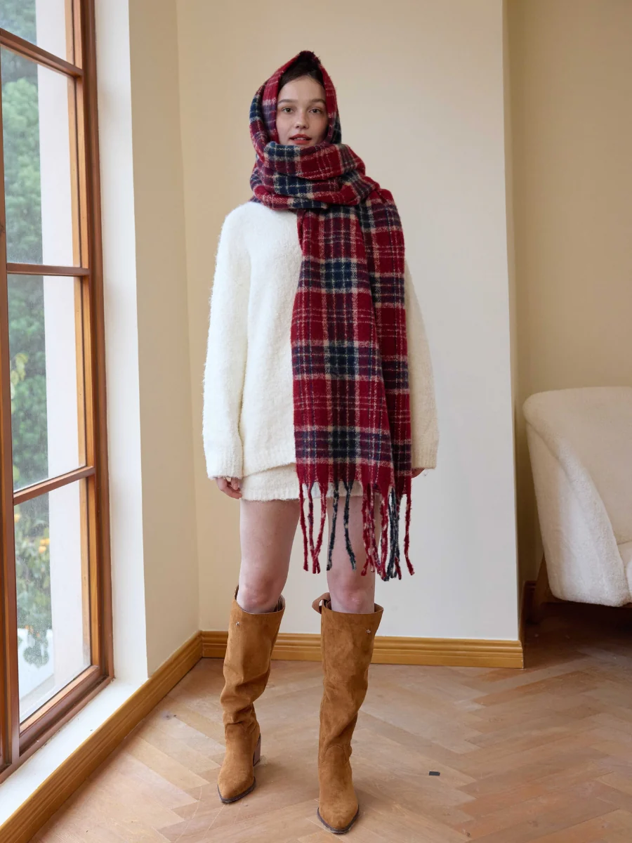 Reema Plaid Tassel Blanket Scarf - Image 8
