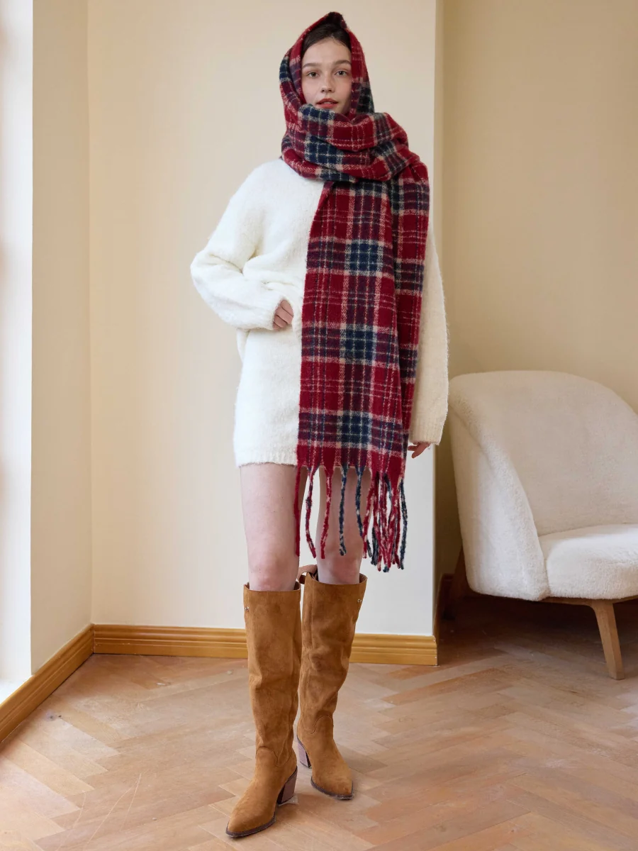 Reema Plaid Tassel Blanket Scarf - Image 9