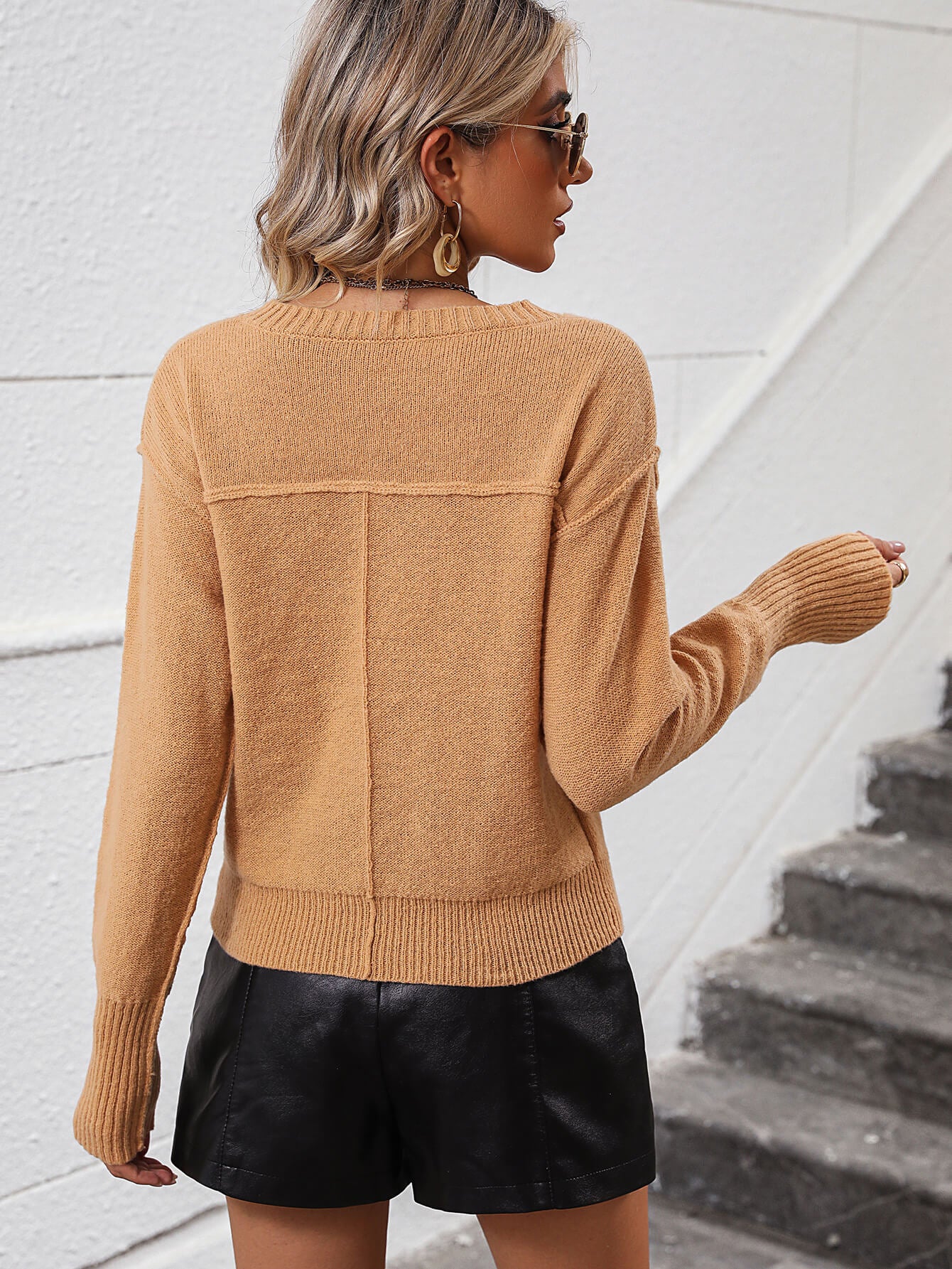 Reenia Pullover Knit Sweater - Tan - Image 4