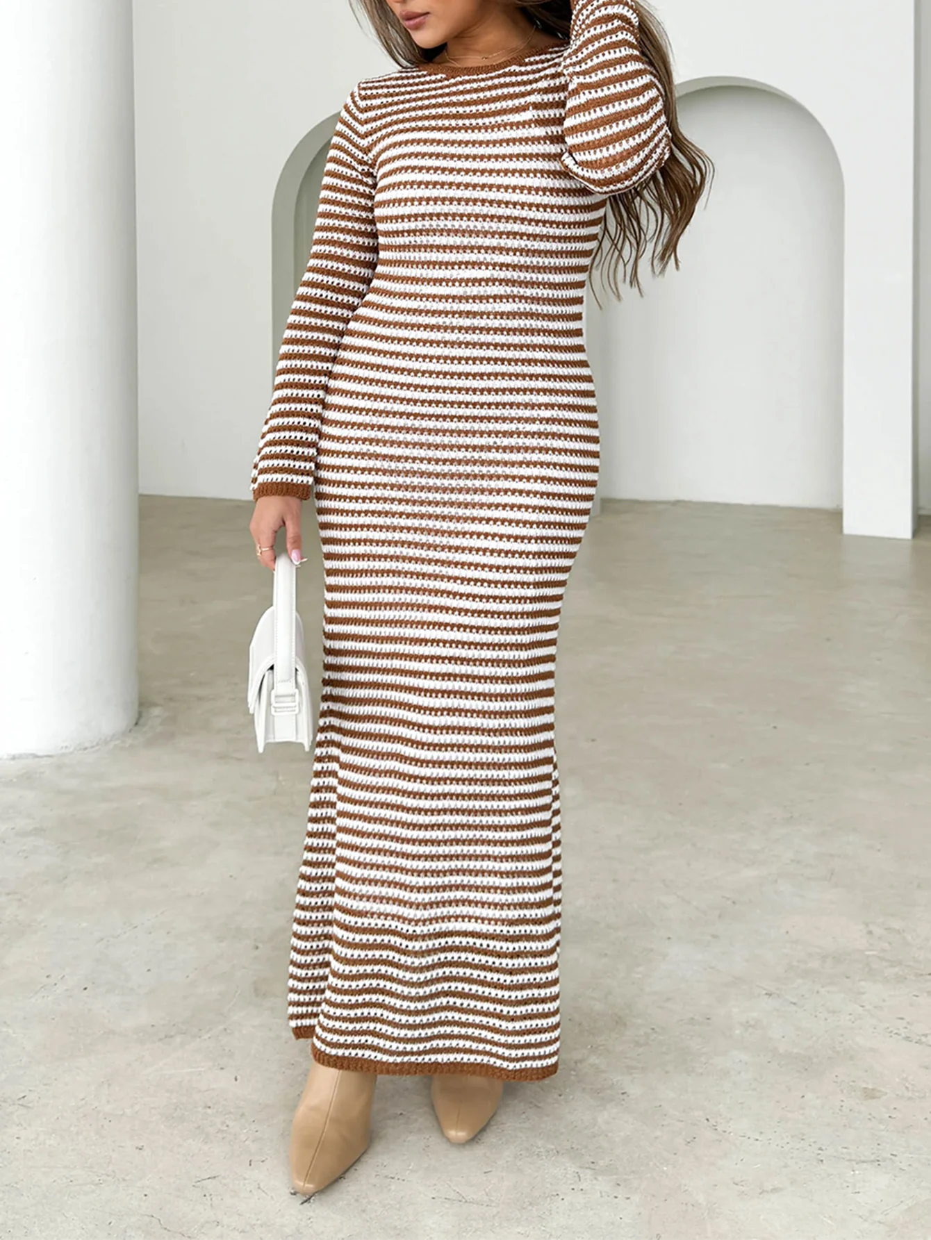 Relax My Way Stripe Sweater Maxi Dress - Image 11