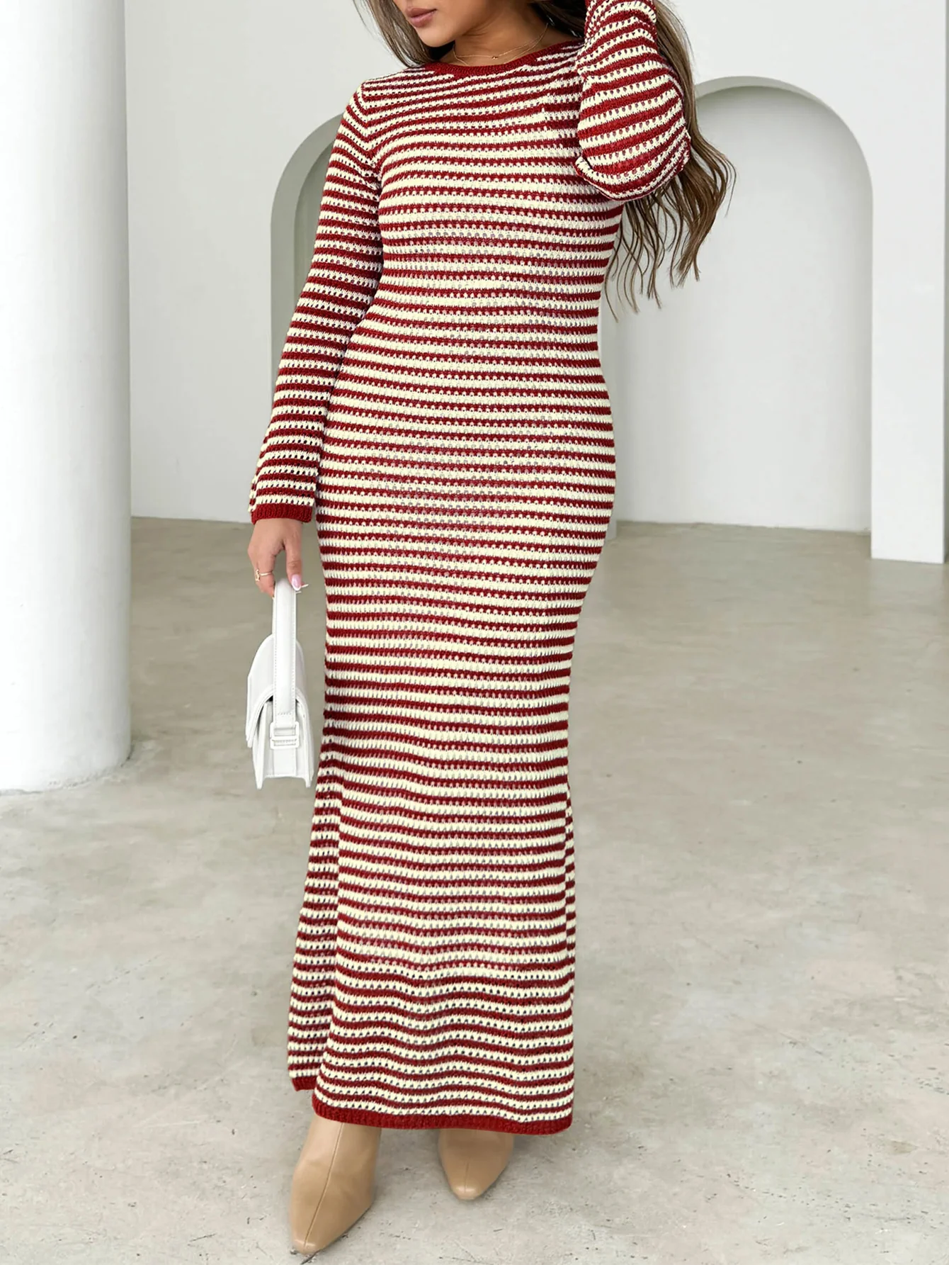 Relax My Way Stripe Sweater Maxi Dress - Image 15
