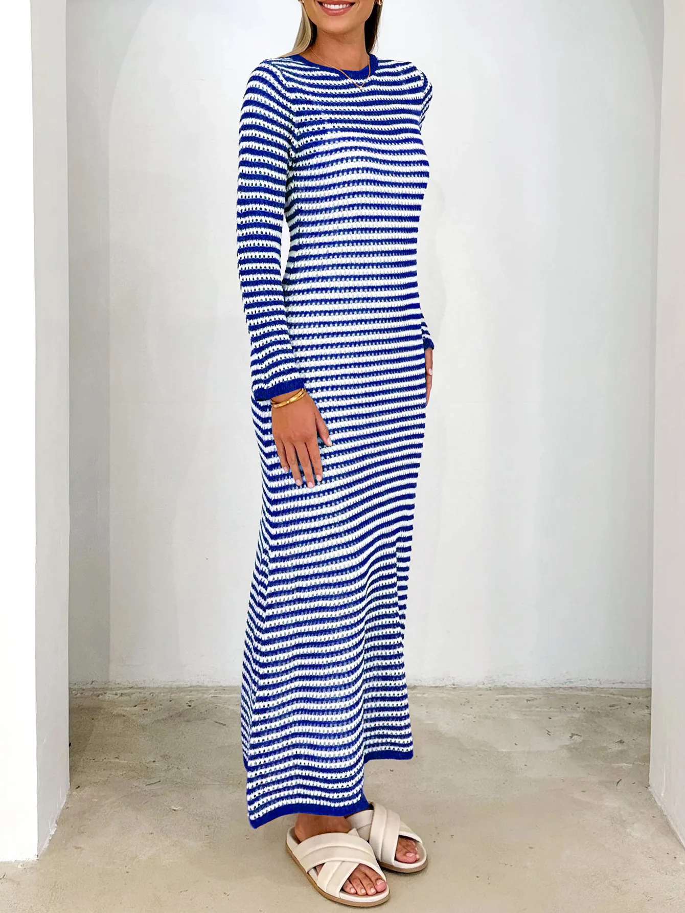 Relax My Way Stripe Sweater Maxi Dress - Image 8