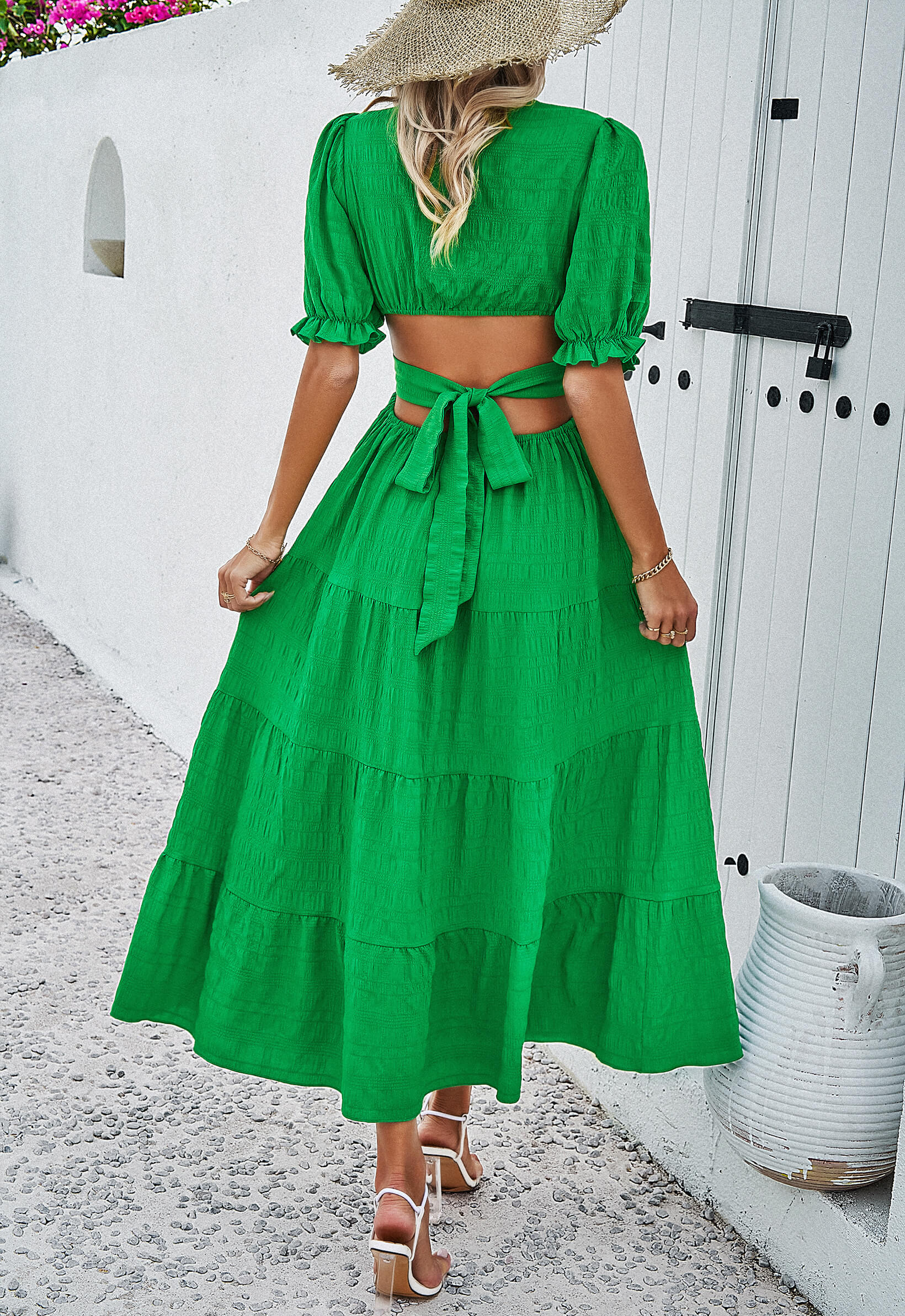 Rhea Tiered Cutout Maxi Dress - Green - Image 5